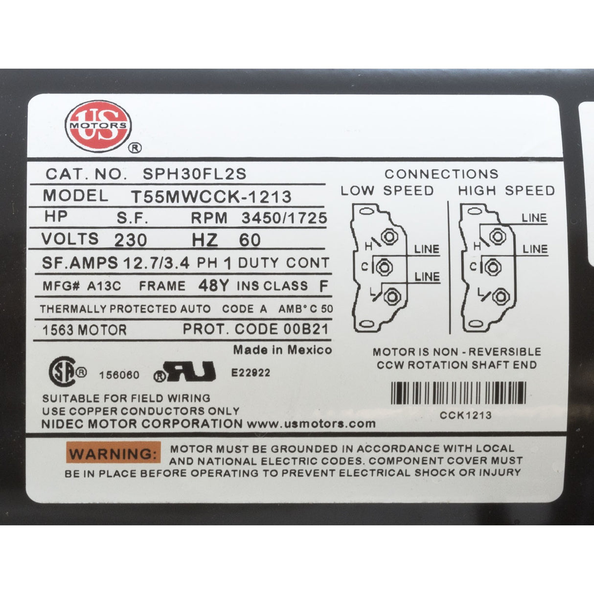 Pump, WW Ex2, 4.0SPL, 230v, 2-Spd, 48fr, 2", OEM : 3421821-1U
