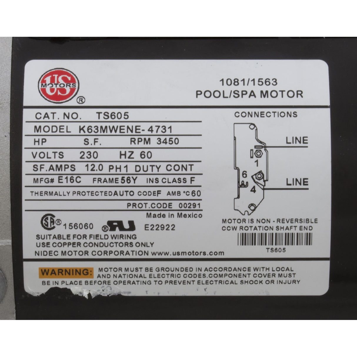 Pump, WW Exec, 4.0hp, 230v, 1-Spd, 56fr, 2-1/2" x 2", OEM : 3711621-13