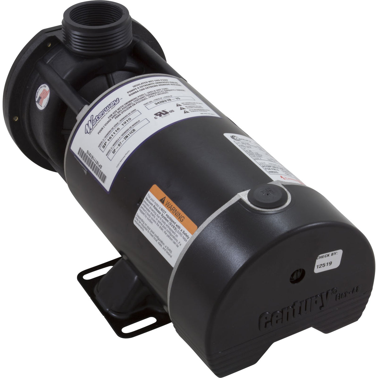 Pump, WW E-Series, 0.75hp, 115v, 2-Spd, 48fr, 1-1/2", OEM : 3420310-15
