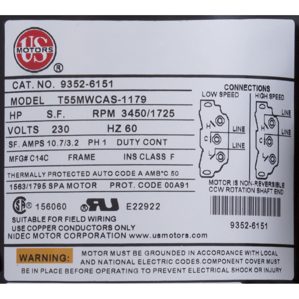 Pump, Aqua Flo XP2, 2.5hp, 230v, 2-Spd, 48fr, 2", OEM : 06125000-1040
