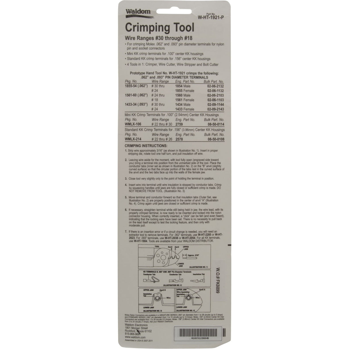Tool, Hand Crimping, Multi Purpose, Molex AMP : 31F1049