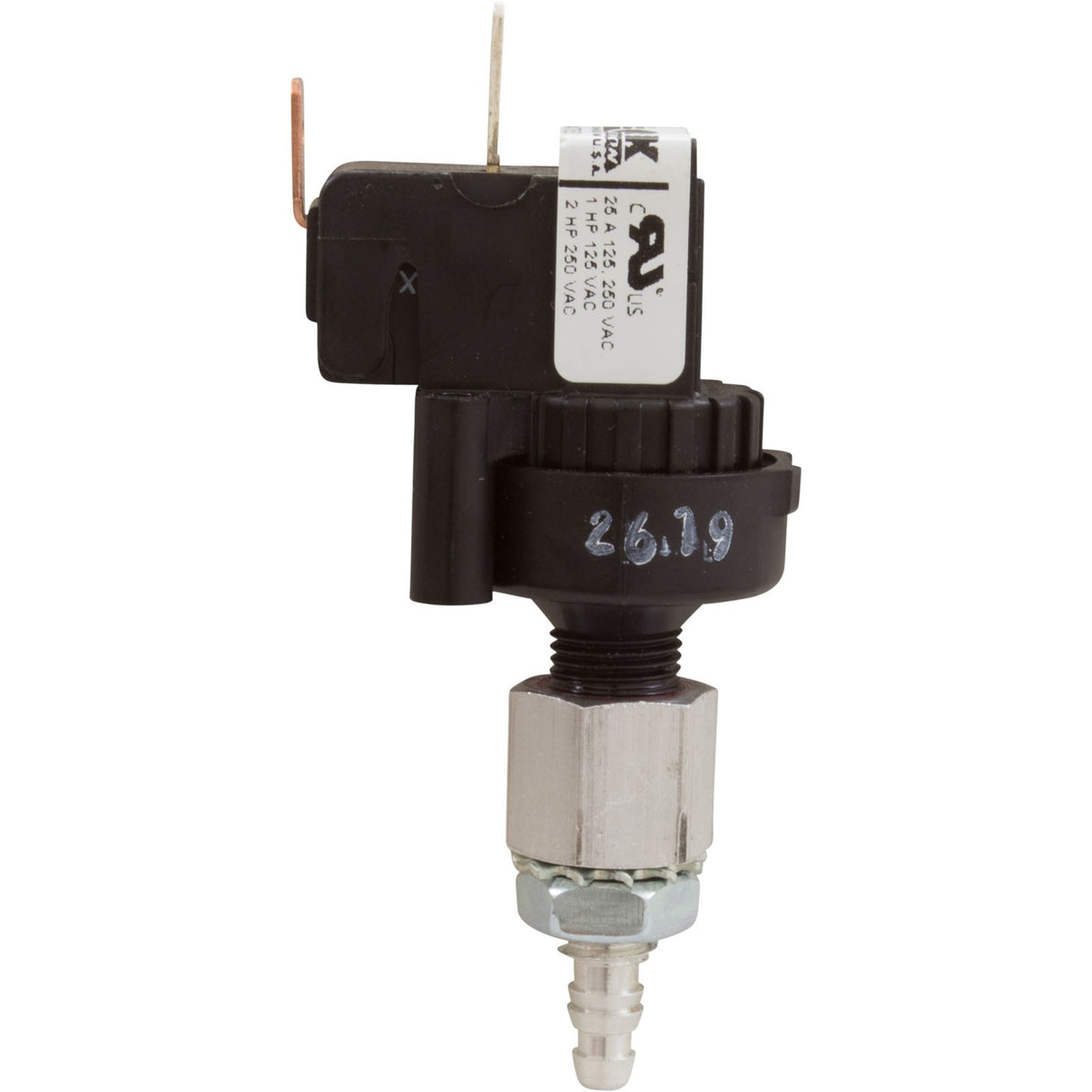 Air Switch, Tecmark, SPNO, 25 Amp, Latching, Center Spout : TBS3207A