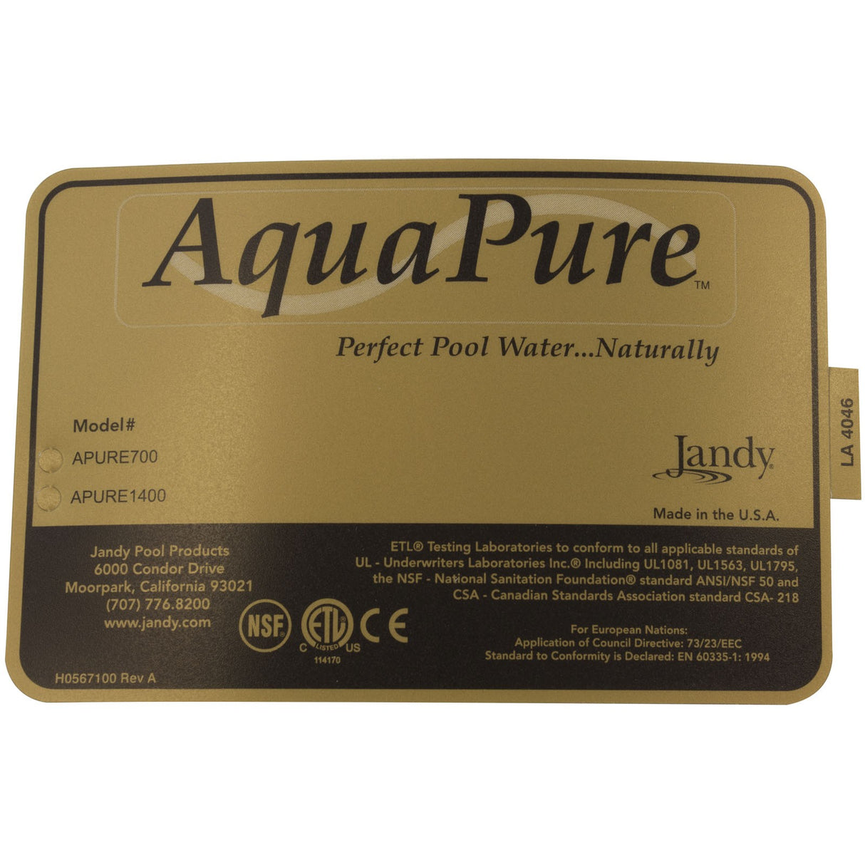 Decal, Zodiac AquaPure, Top : R0404300