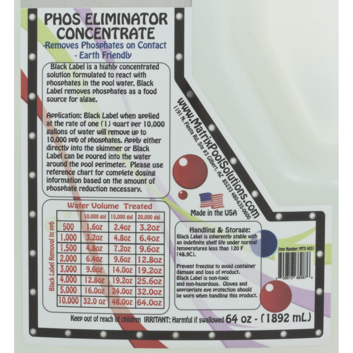Phosphate Remover, Matrix Black Label, Measurable, 64oz : C006609-BT64OF