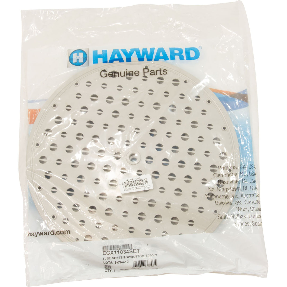 Tube Sheet Set, Hayward Perflex EC65/75, Top & Bottom : ECX11034SET