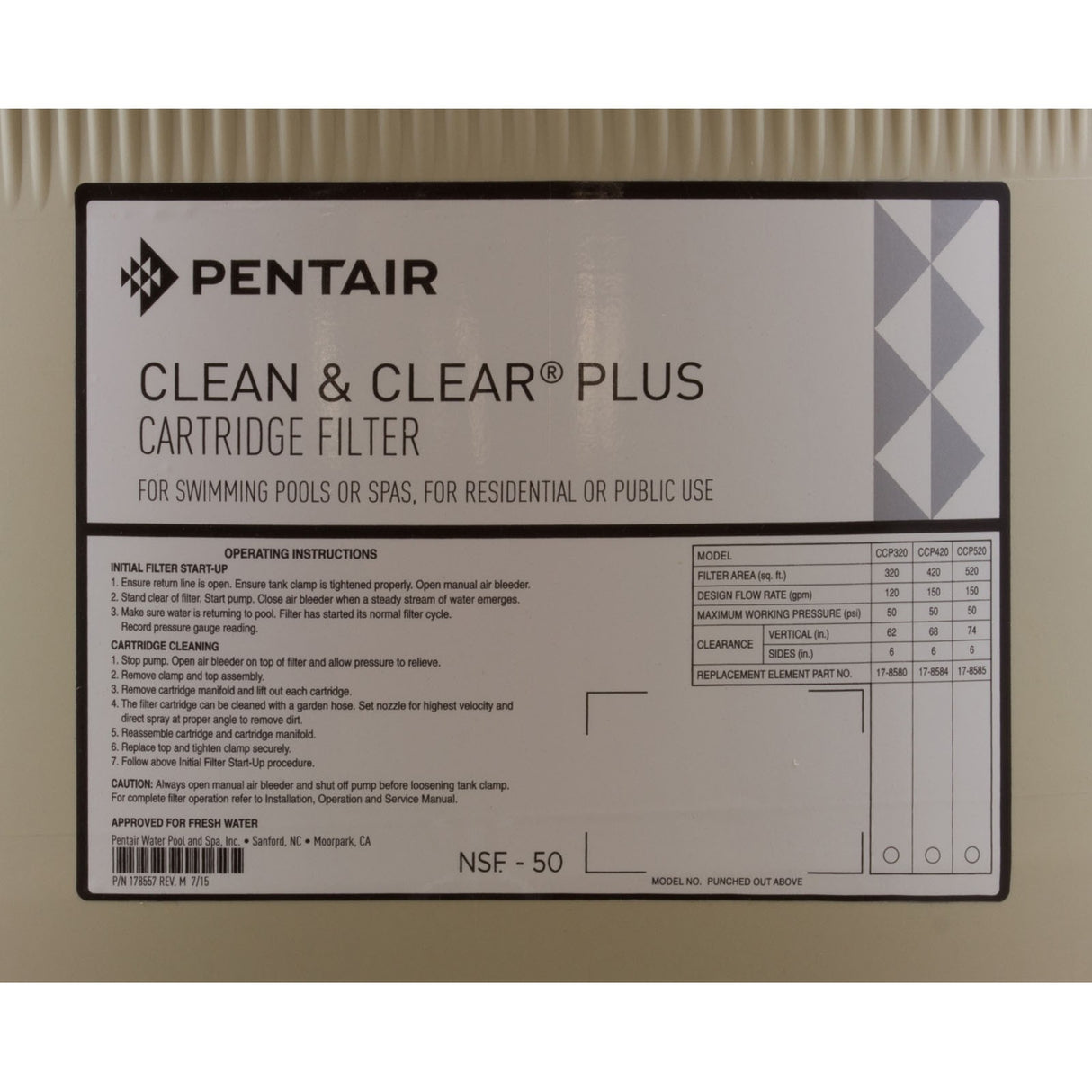 Tank Body, Pentair American Products CLN/CLR, Almond : 178578