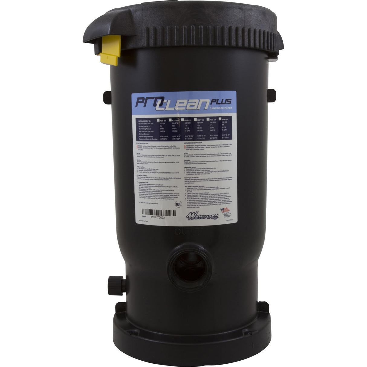 Tank Body, Waterway Pro Clean Plus, w/ Lock Ring : 550-0601