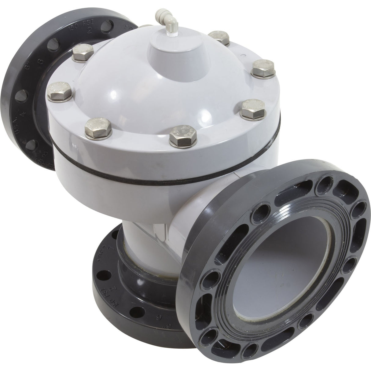 Backwash Valve, Paragon Stark 3-Way, 6", Gry, w/Flanges : V3-06