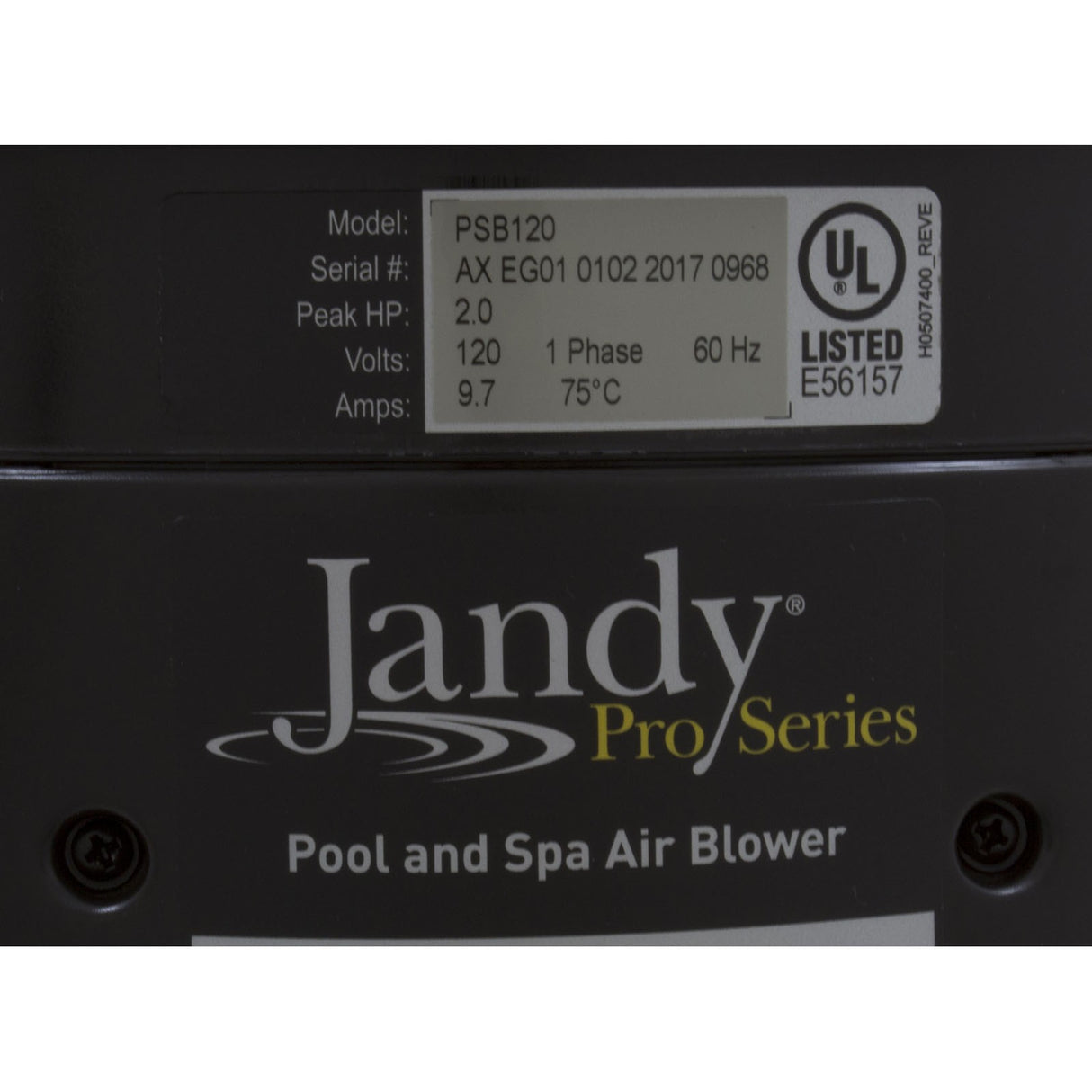 Blower, Zodiac Jandy, Plastic, 2.0hp, 115v, 9.7A, Hardwire : PSB120