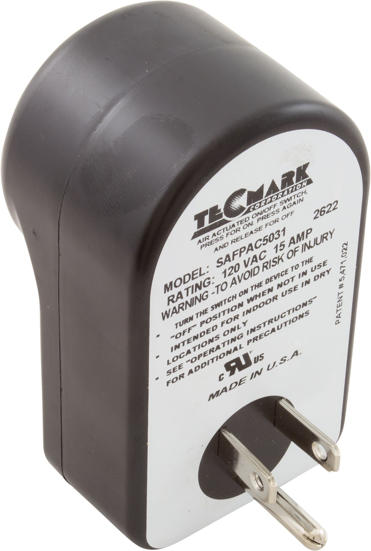 On/Off Switch, Tecmark, 15A, 115v, Wall Mount : SAFPAC5031