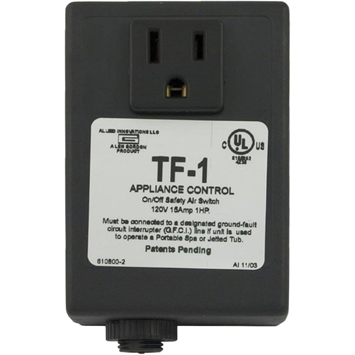 Bath Control, Len Gordon TF1, 115v, On/Off : 910800-001