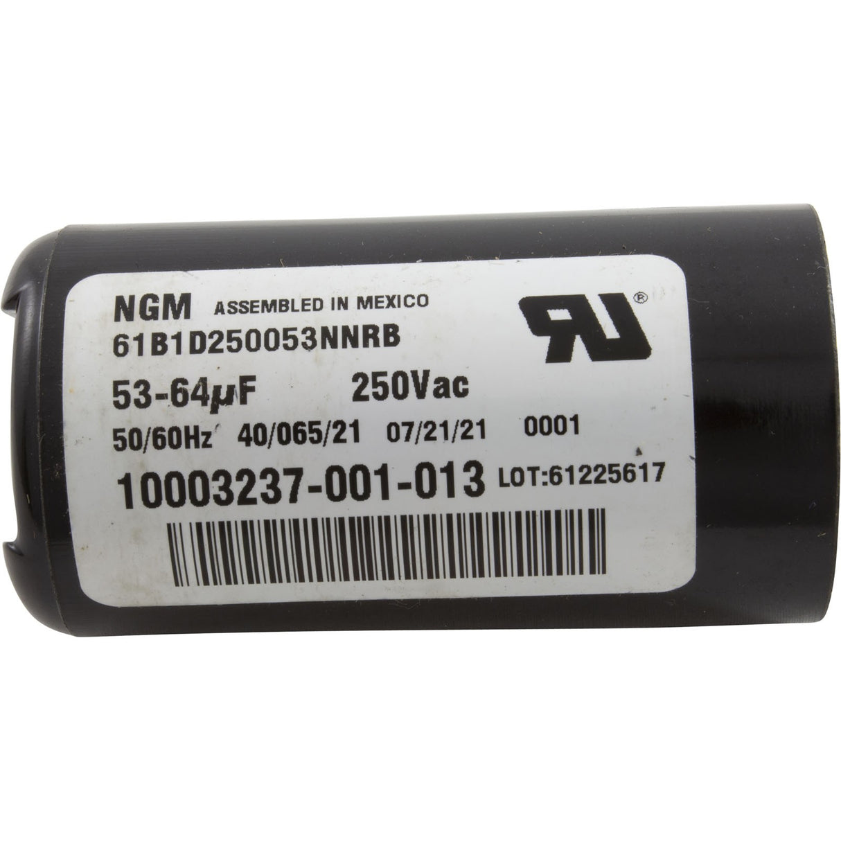 Start Capacitor, 53-64 MFD, 230v, 1-7/16" x 2-3/4" : 10003237-001-013