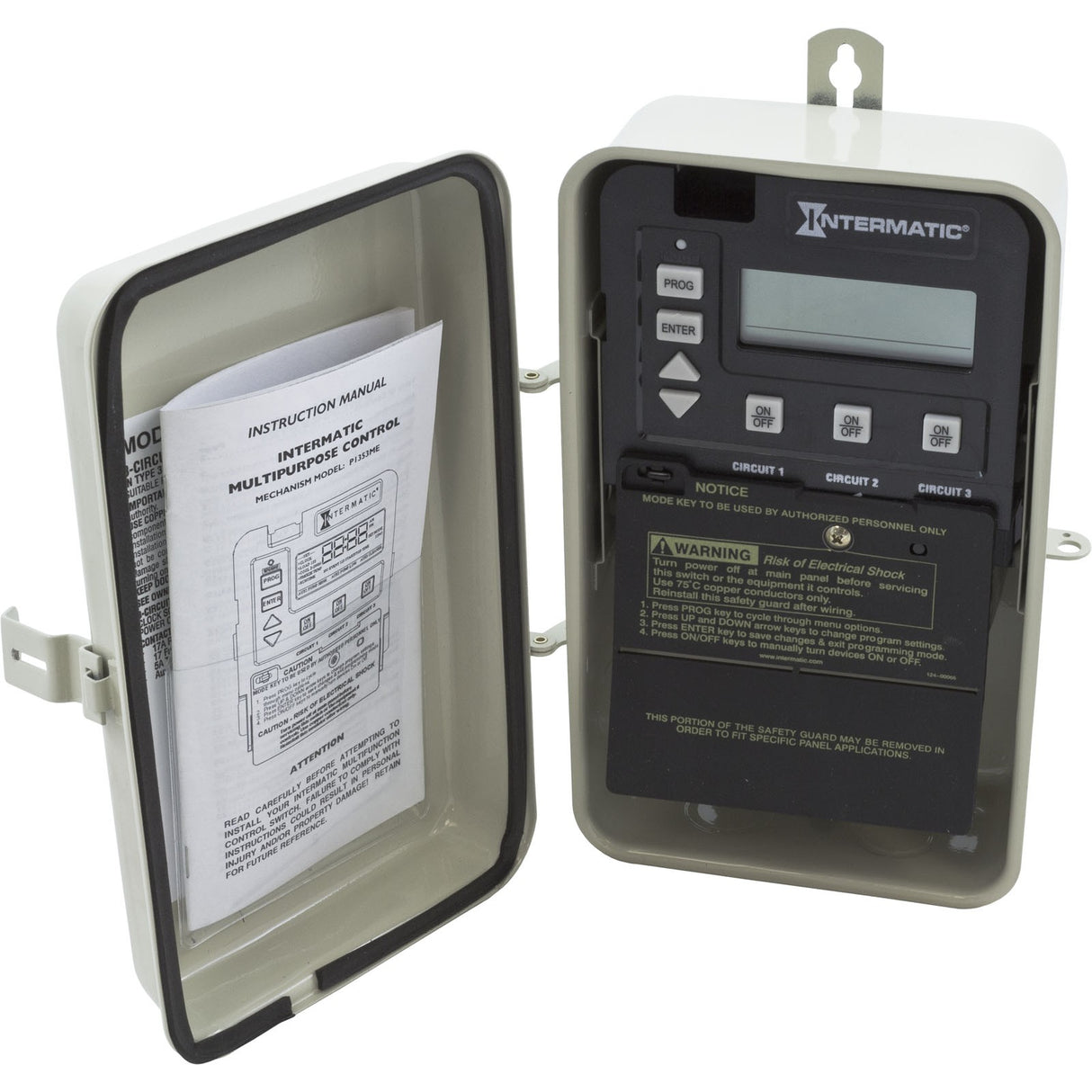 Time Clock, Intermatic PE153, 24 hr, 115v/230v, 3PST, Digital : PE153