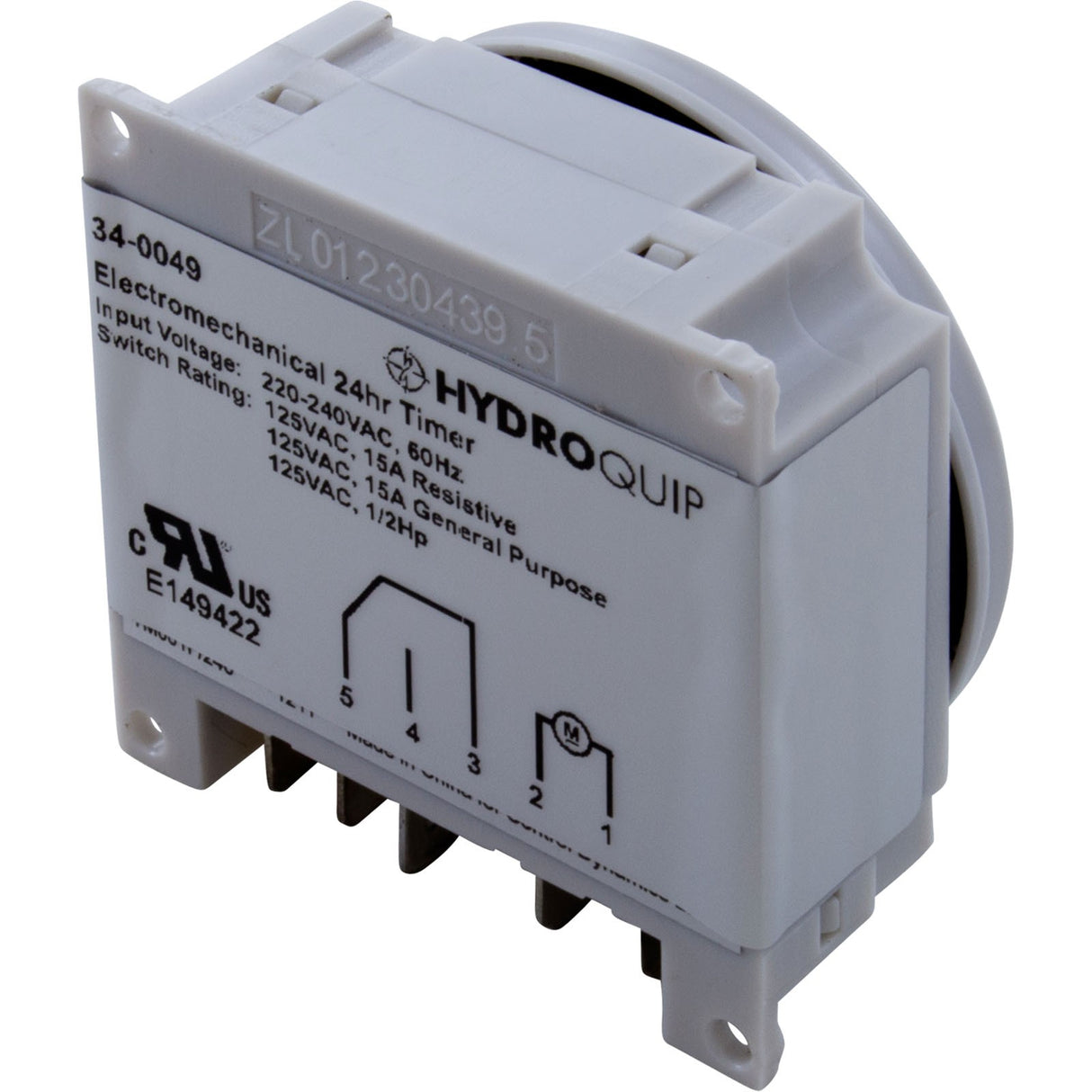 Timer, Grasslin Repl, SPDT, Panel Mount, 230v, w/override, 24hr : 34-0049-K