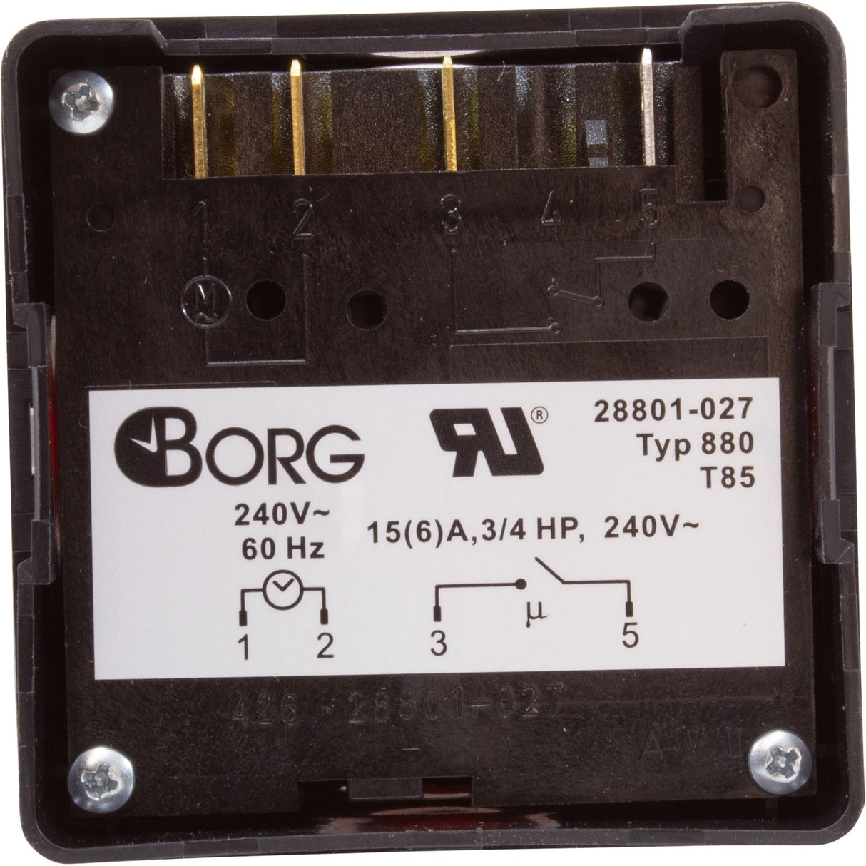 Timer, Diehl, SPST, Panel Mount, 230v, 20A, w/housing, 24hr : TA-4164