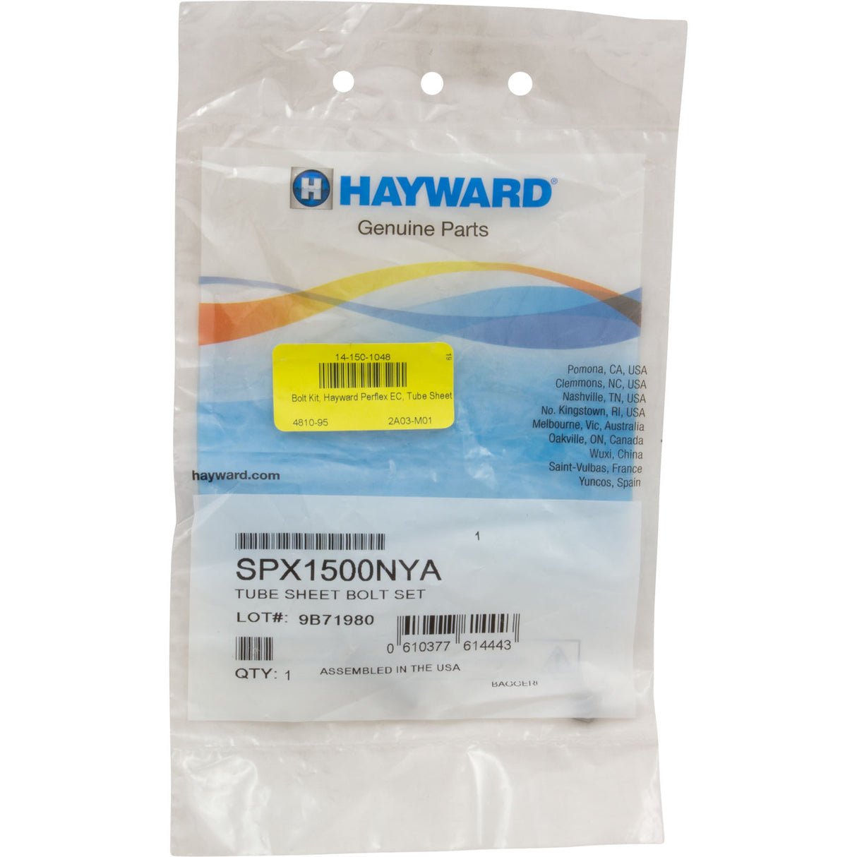 Bolt Kit, Hayward Perflex EC, Tube Sheet : SPX1500NYA