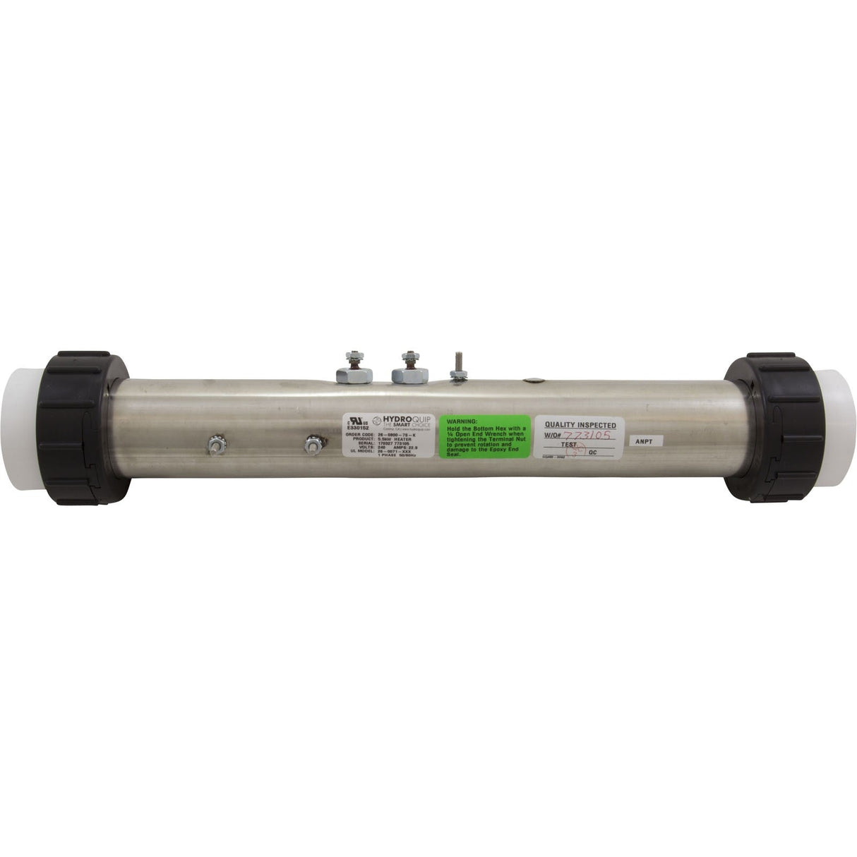 Heater, FloThru, Gecko S-Class Rpl, 15"x2-1/4", 230v, 5.5kW, Gen2 : 26-0800-7S-K