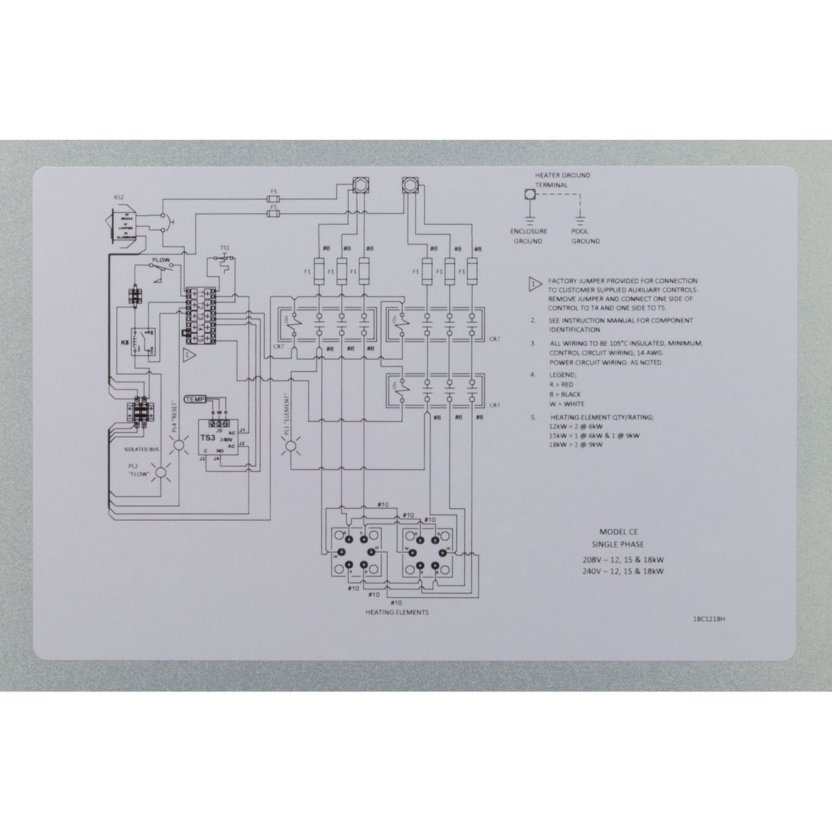 Coates Pool Heater, 15Kw, 240V, Single-Phase : 12415CE