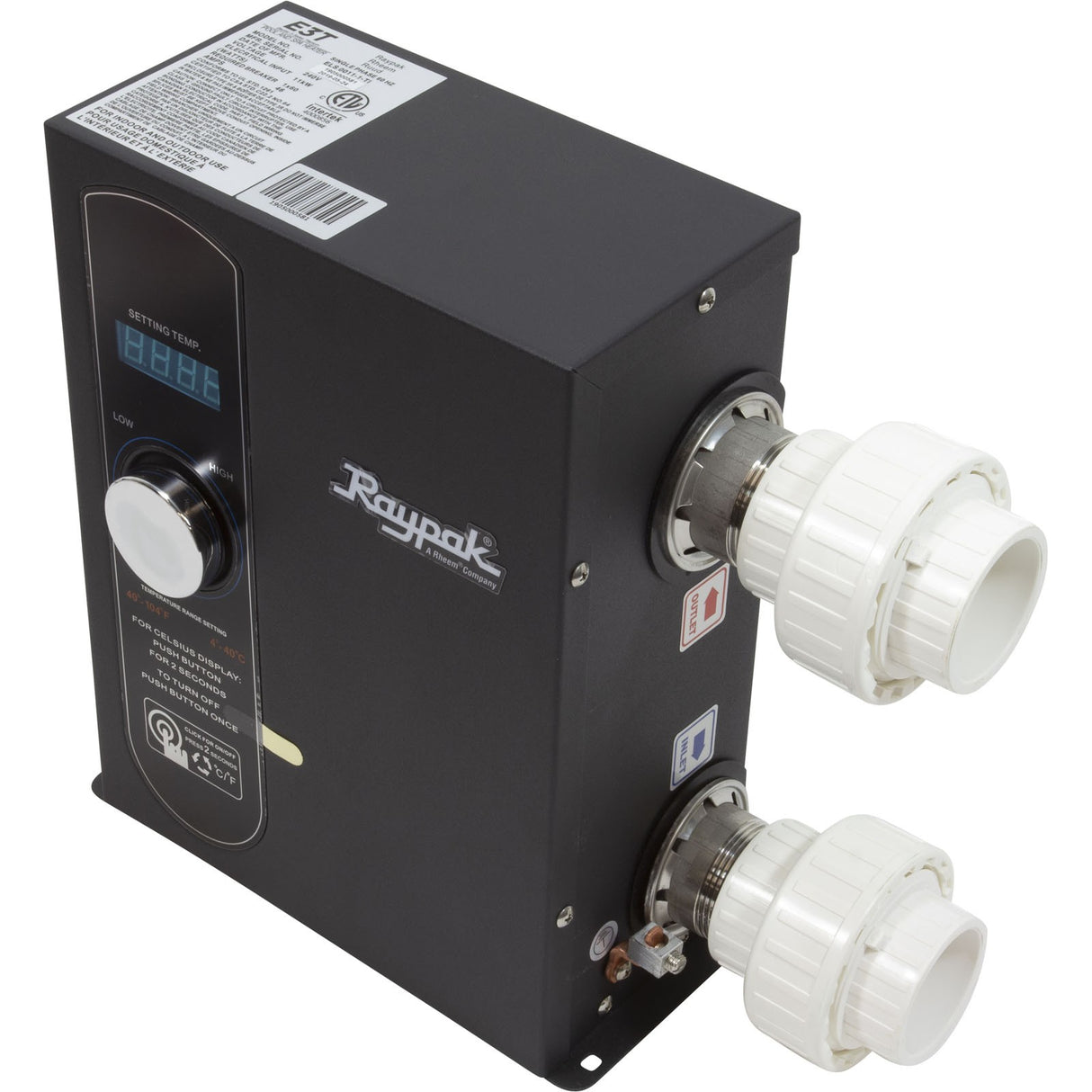 Digital Electric Heater, Raypak E3T, 1-1/2" mpt, 230v, 11kW : 017122