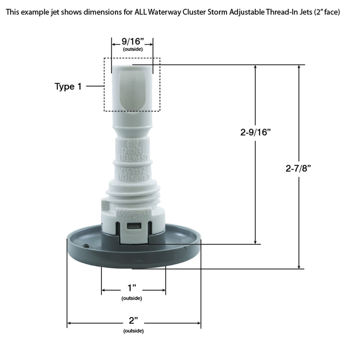 Jet Intl, WW Cluster Storm, 2"fd, Dir, Smth, SS/Blk, Thd : 229-1501S