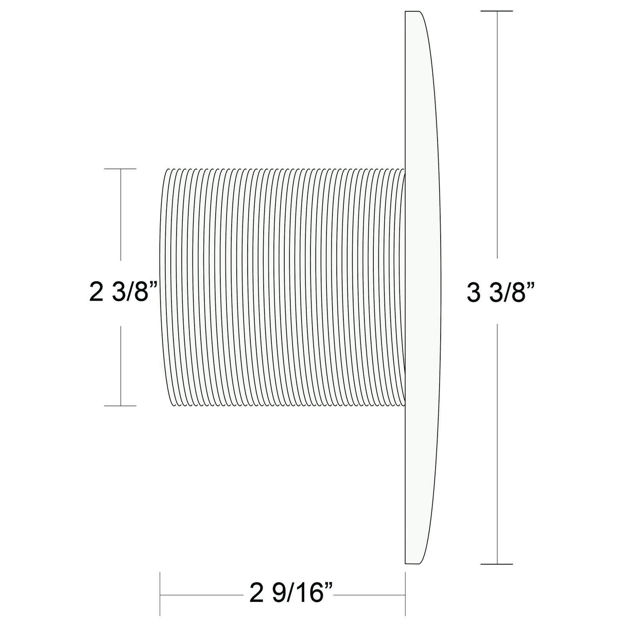 Wall Fitting, BWG/HAI Hydro Jet, 2-9/16"l, 2-3/8"hs, Long, White : 30-3803WHT