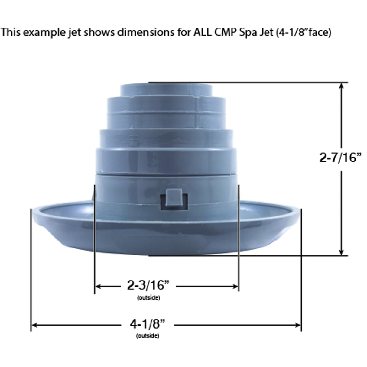 Jet Intl, CMP Spa, 4-1/8"fd, Massage, Smth Scal, Gry : 23540-141-000