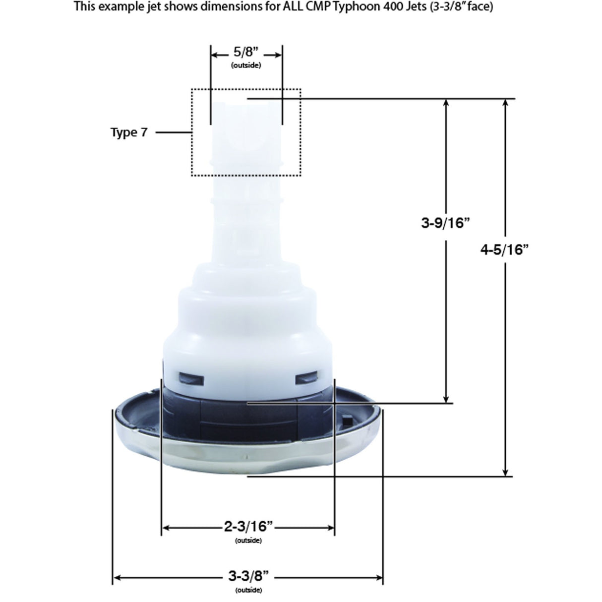 Jet Intl, CMP Typhoon 400, 3-3/8"fd, Dir, Scal, SS/Graph Gry : 23442-112-000