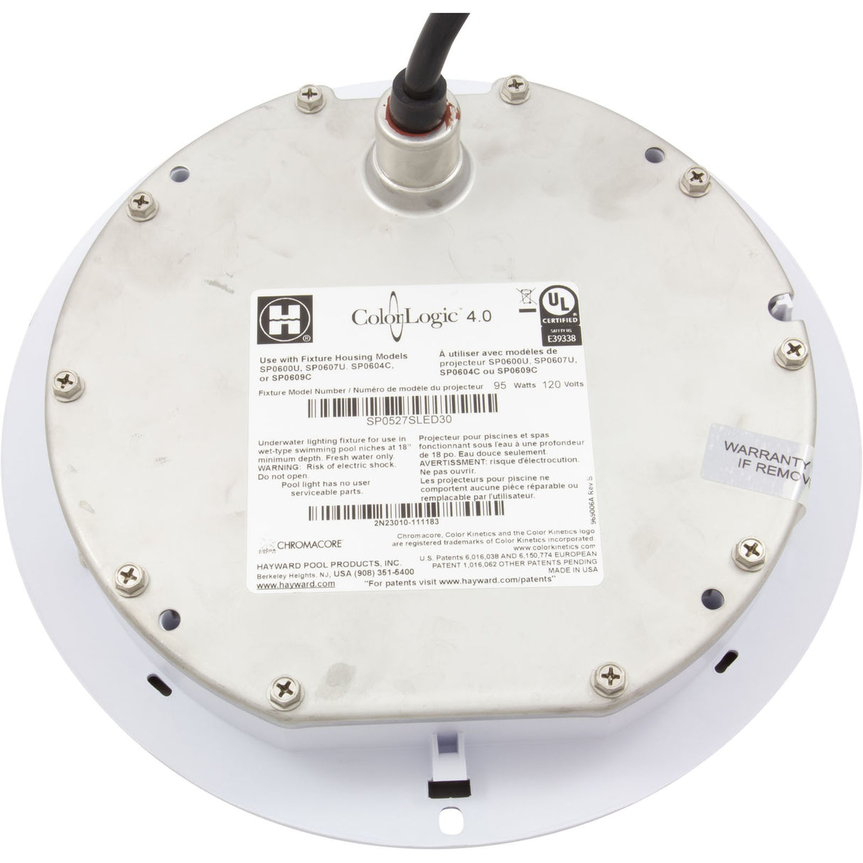 Pool Light, Hayward ColorLogic 4.0, LED, 115v, 30' Cord, SS : SP0527SLED30