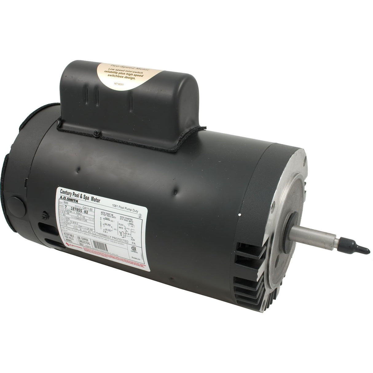 Motor, Century, 3.0hp, 230v, 2-Spd, 56Jfr, C-Face Thd : B966