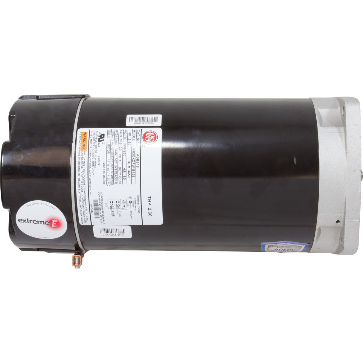 Motor, US Motor, 2.0hp, 208-230v, 56YFr, SQFL, Full, PE : ASB843