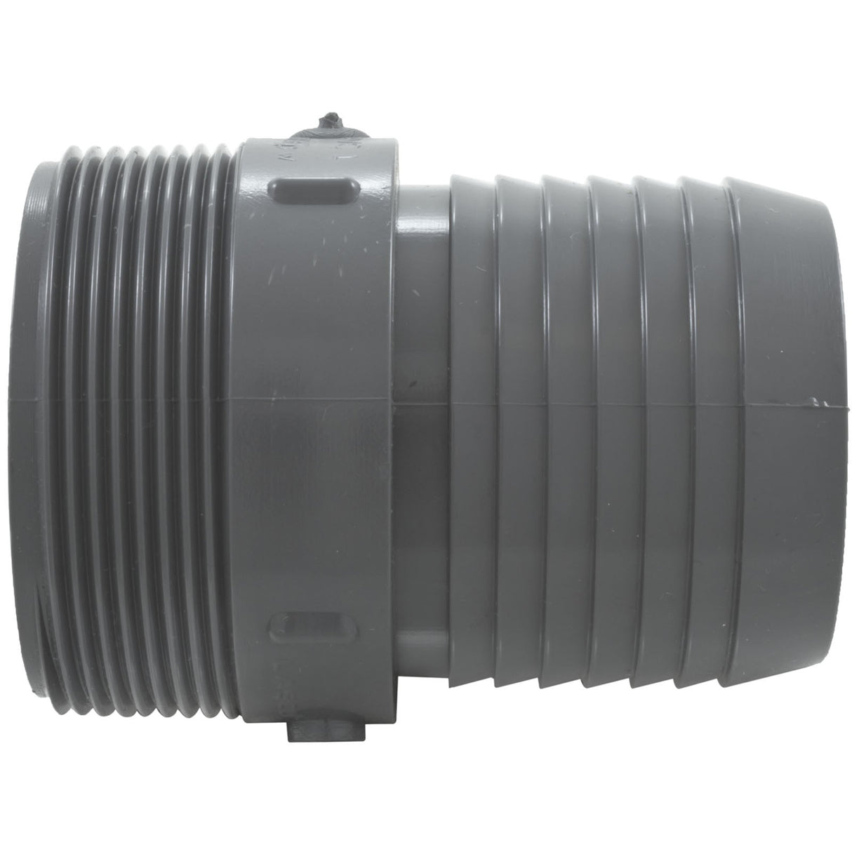Barb Adapter, Lasco, 2" Male Pipe Thread x 2" Barb, PVC : 1436-020