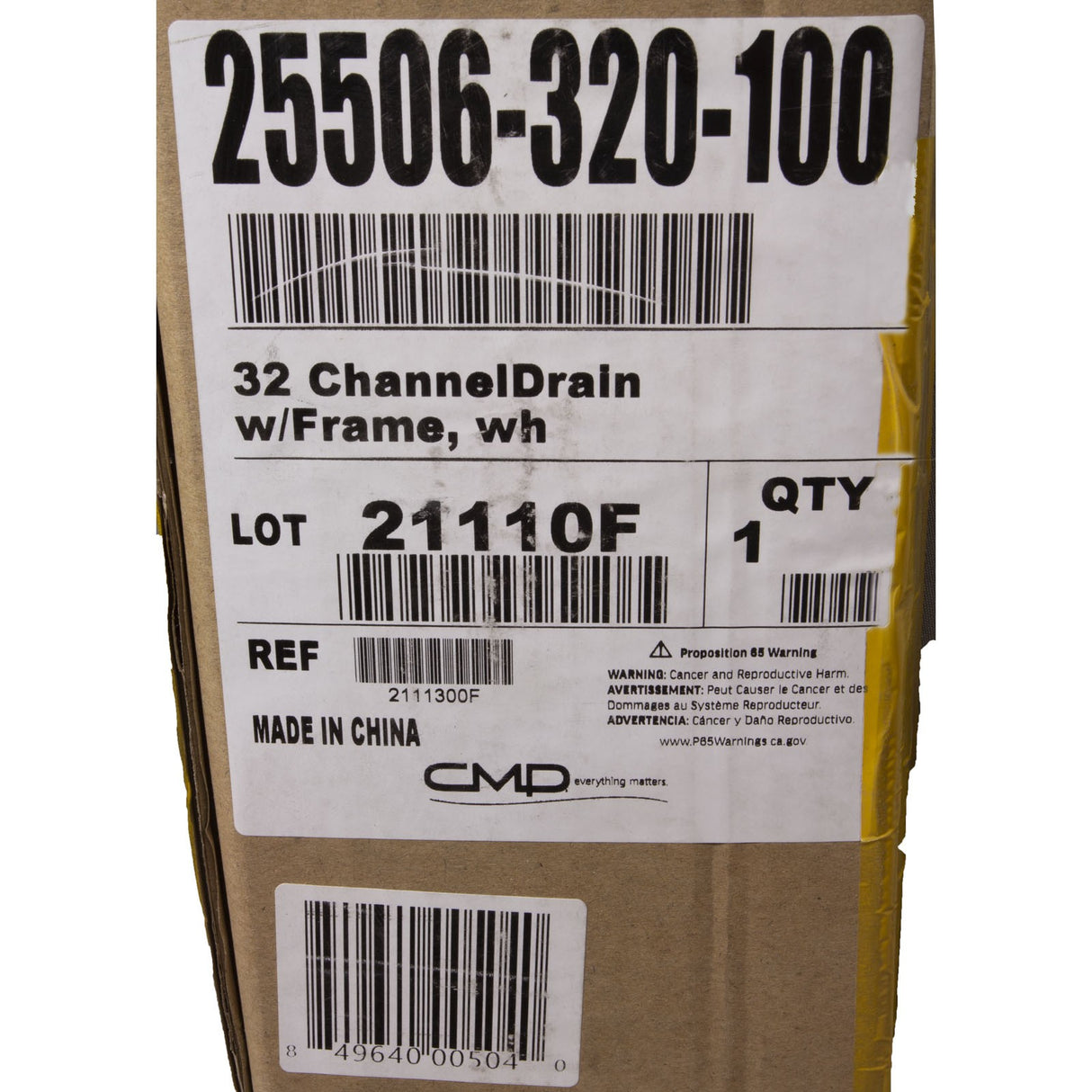 32" Channeldrain With Frame, White : 25506-320-100