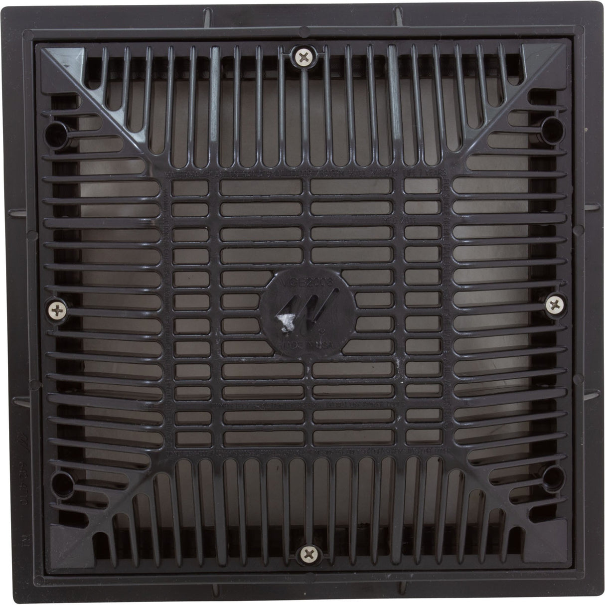 Main Drain Grate, Waterway, 9"x 9", with Frame (2011) , Black : 640-4791 V