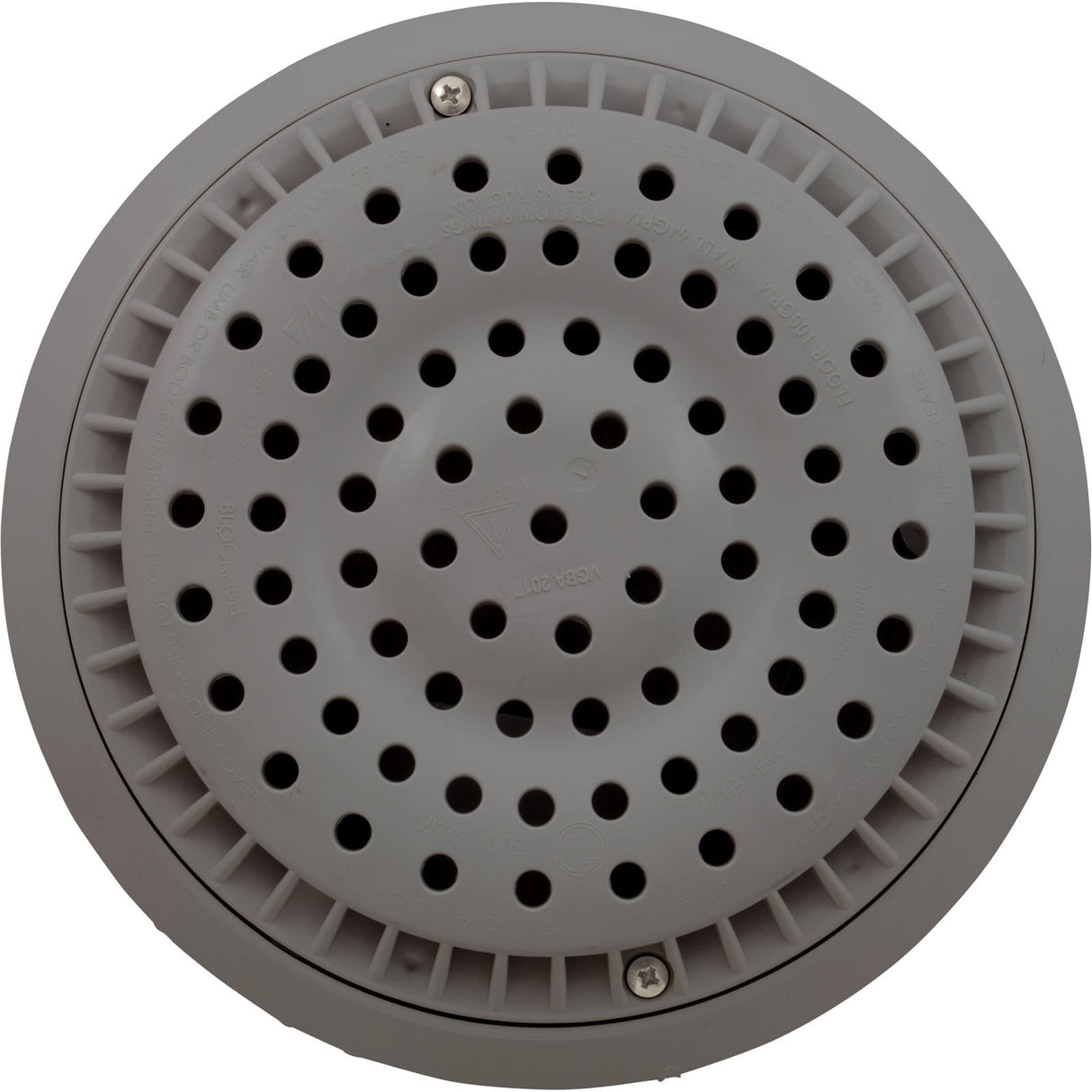 Main Drain, WW Anti Vortex, 8" Rnd, Vinyl, 2"s, Gray : 640-2757 V