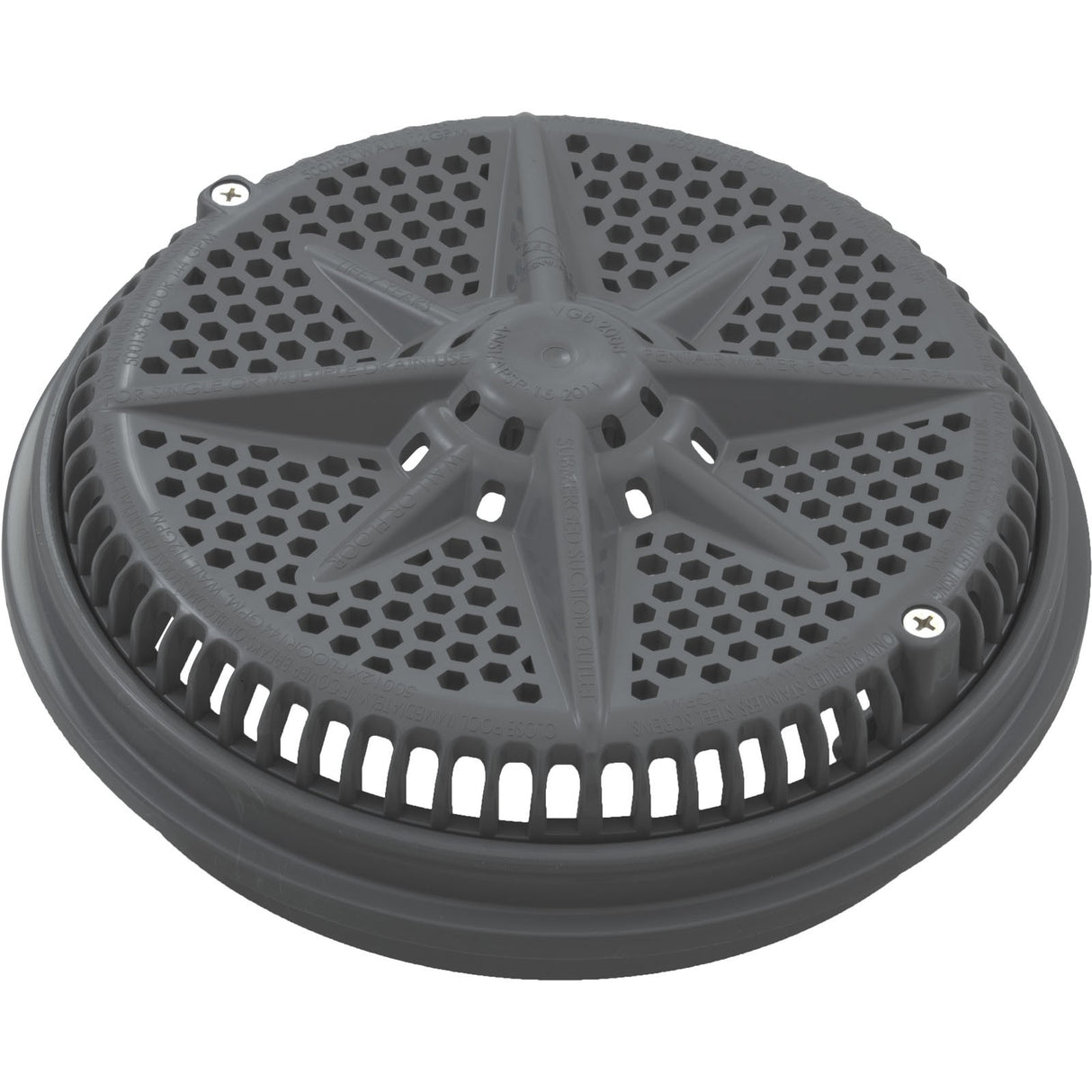 Main Drain Grate, PentStarGuard, 8", 112gpm, DrkGry, qty 2, Lg Rng : 500142