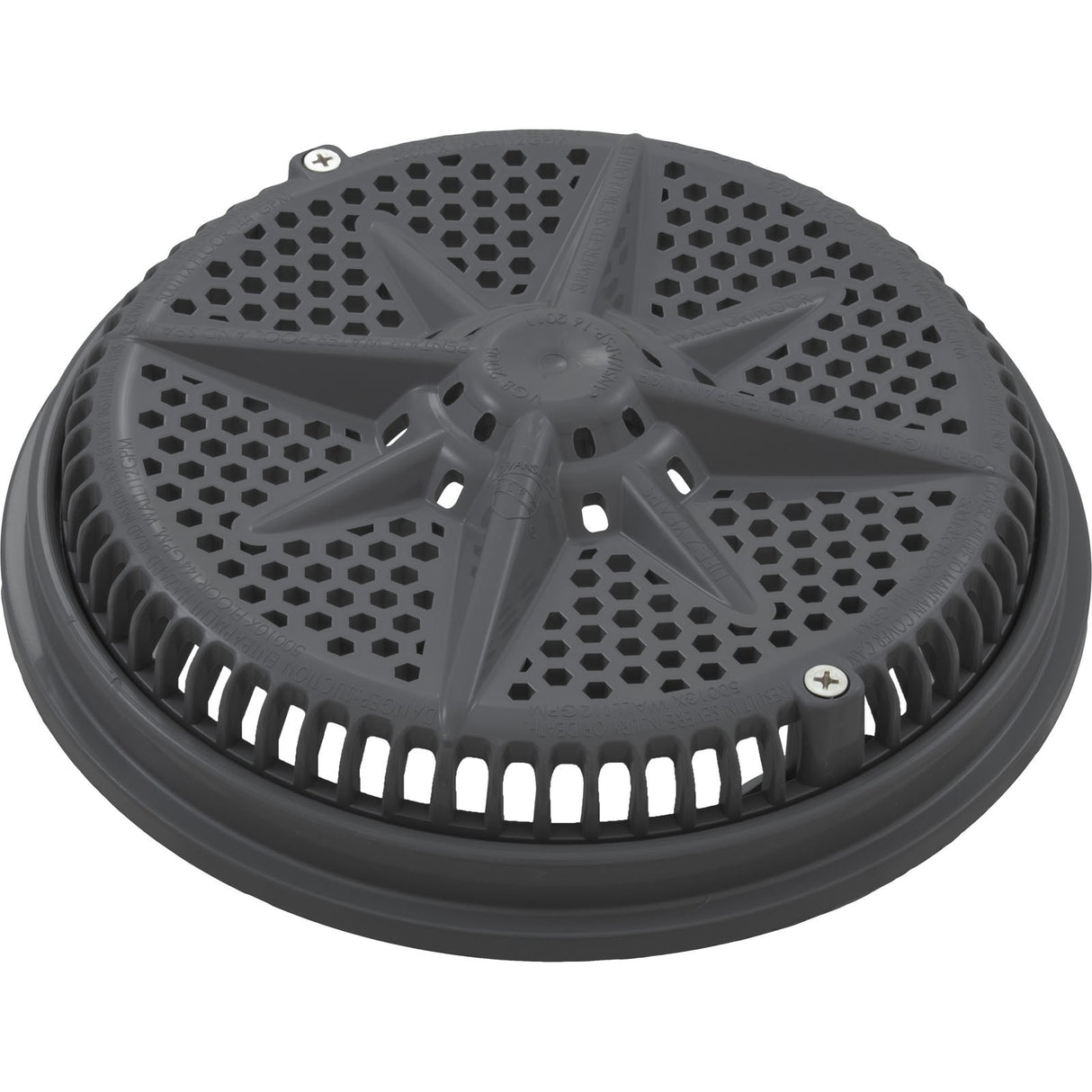 Main Drain Grate, PentStarGuard, 8", 112gpm, DrkGry, qty2, Sh Ring : 500146