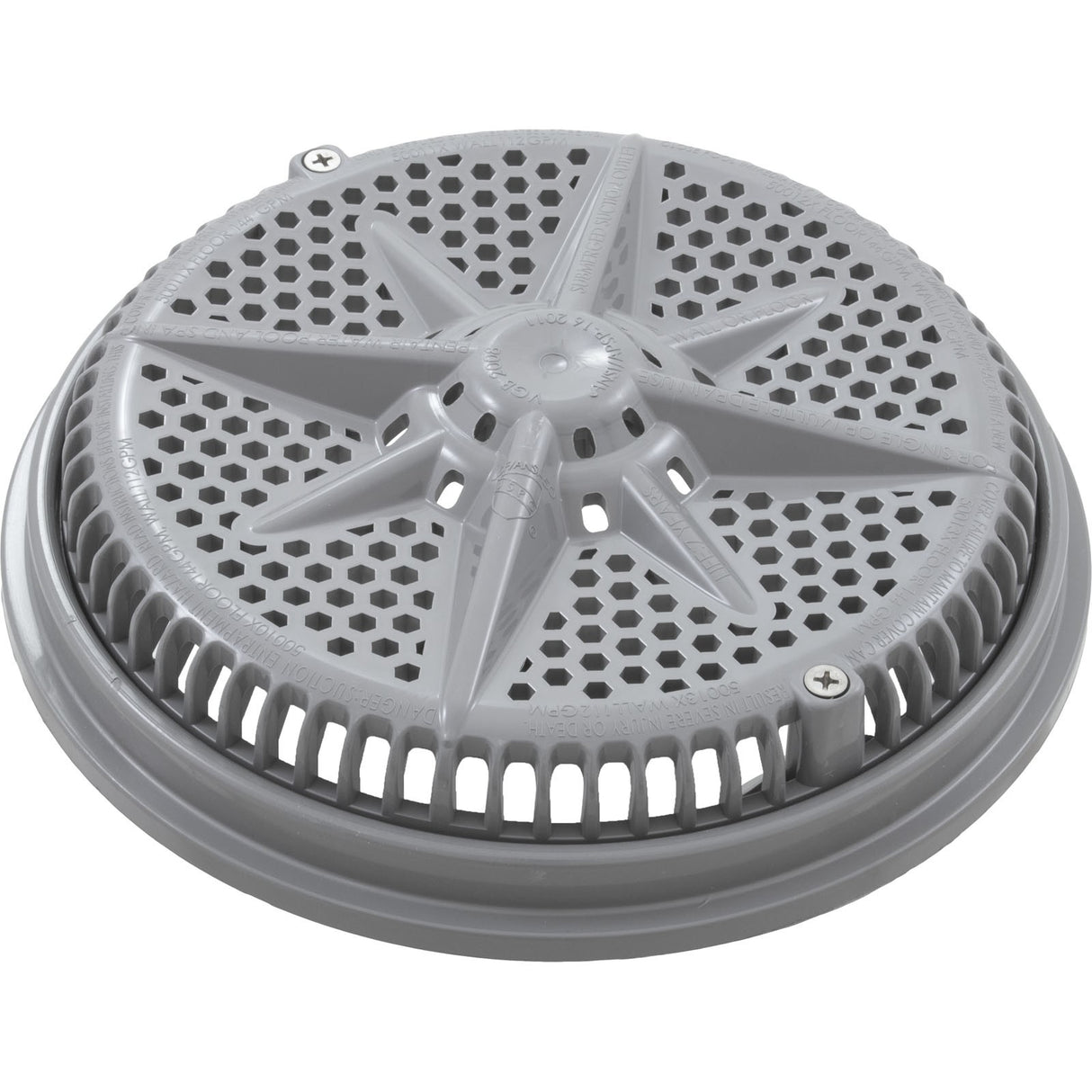 Main Drain Grate, PentStarGuard, 8", 112gpm, Gry, qty 2, Shrt Ring : 500147