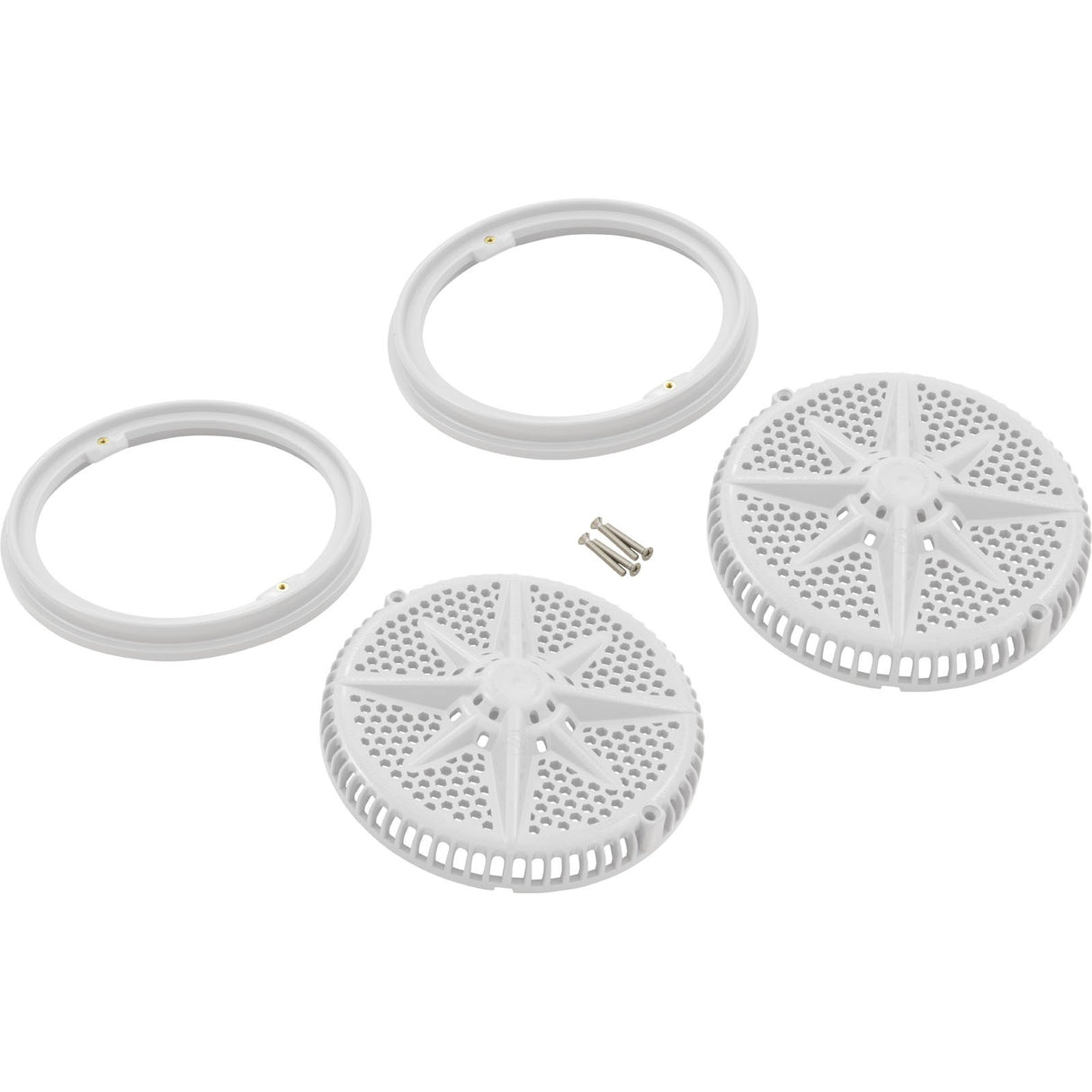 Main Drain Grate, Pent StarGuard, 8", 112gpm, Wht, qty 2, Shrt Rin : 500144
