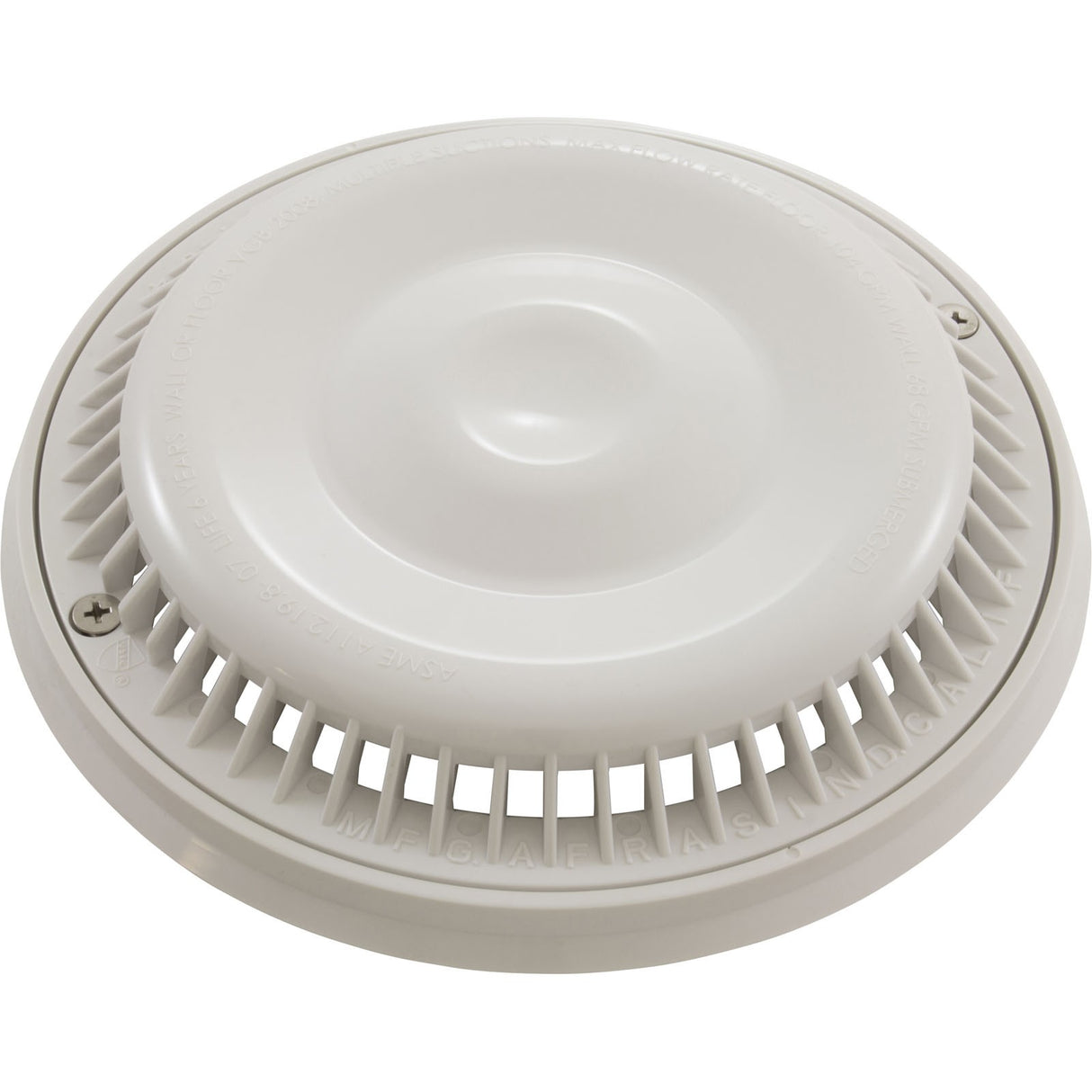 Main Drain Grate, Afras, Anti Vortex, 7-3/4"dia, Wht, w/Ring&Scrw : 10064W