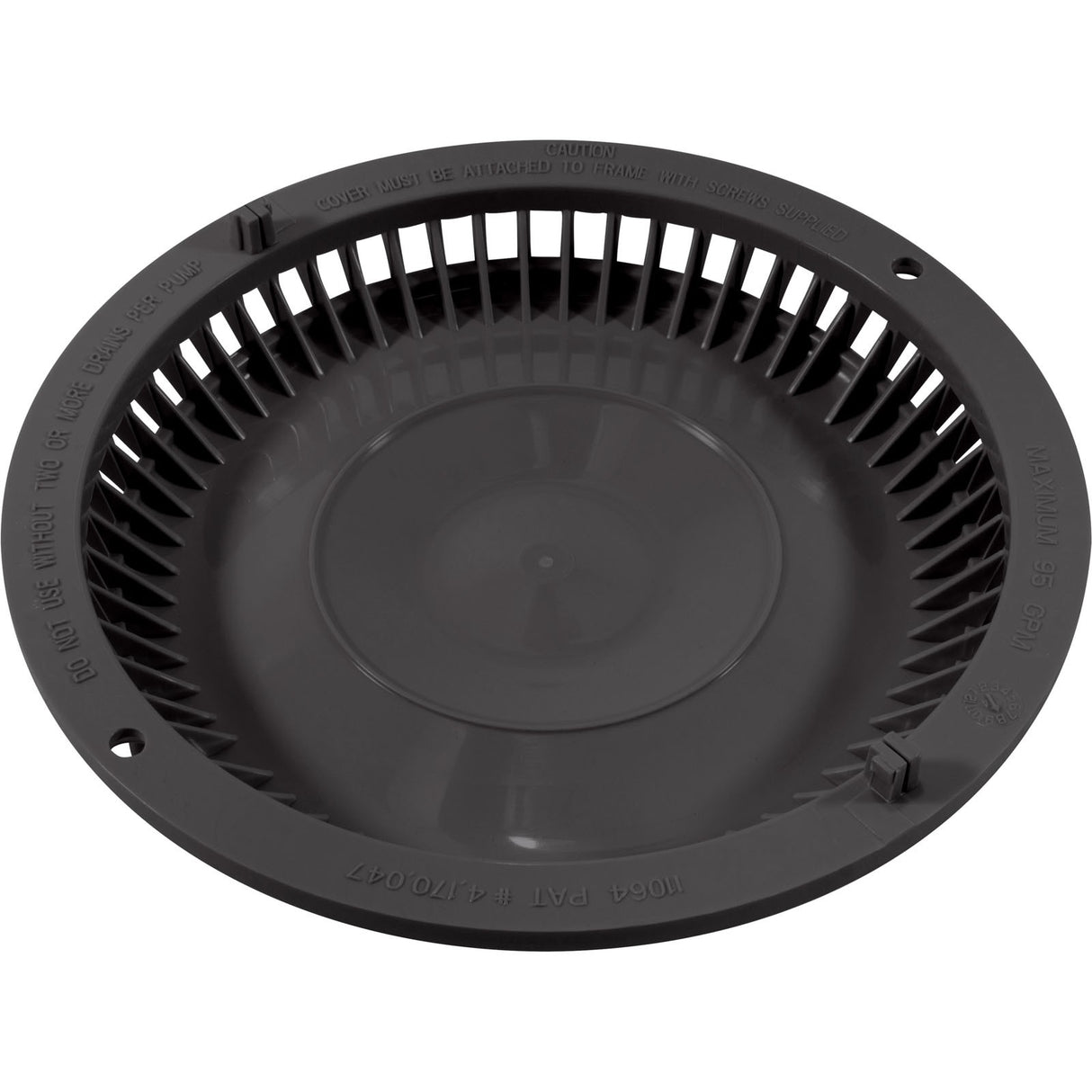 Main Drain Cover, Afras, Anti Vortex, Dark Gray, w/Screws : 11064DKGY