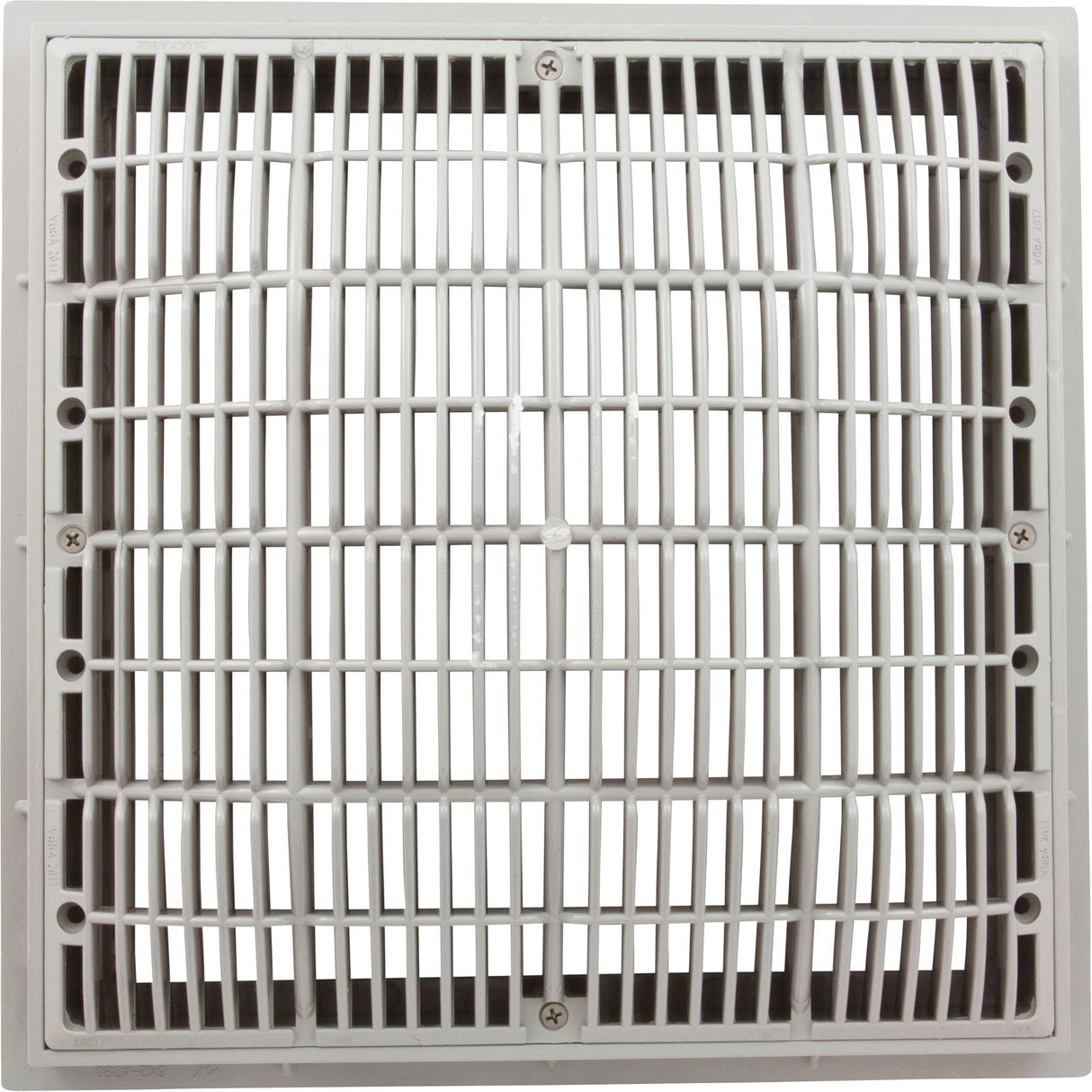 Main Drain Grate, Waterway, 12" x 12" Square, w/Frame, White : 640-4720 V