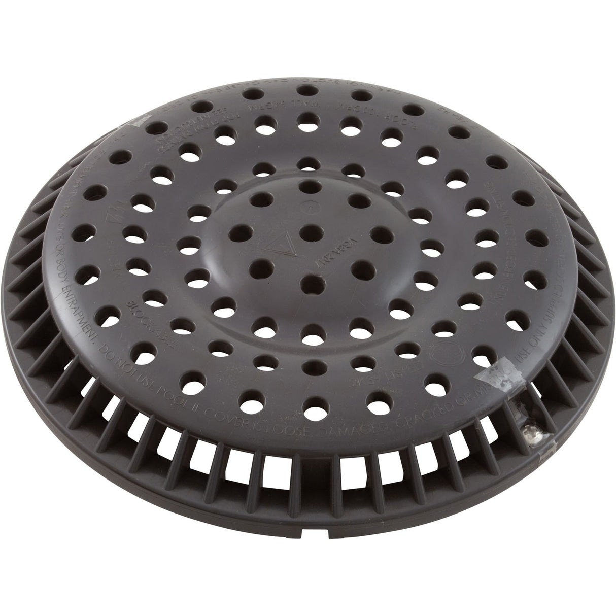 Main Drain Grate, WW Anti-Vortex, 8" Round, w/o Screws, Dk Gry : 642-2159-DKG V