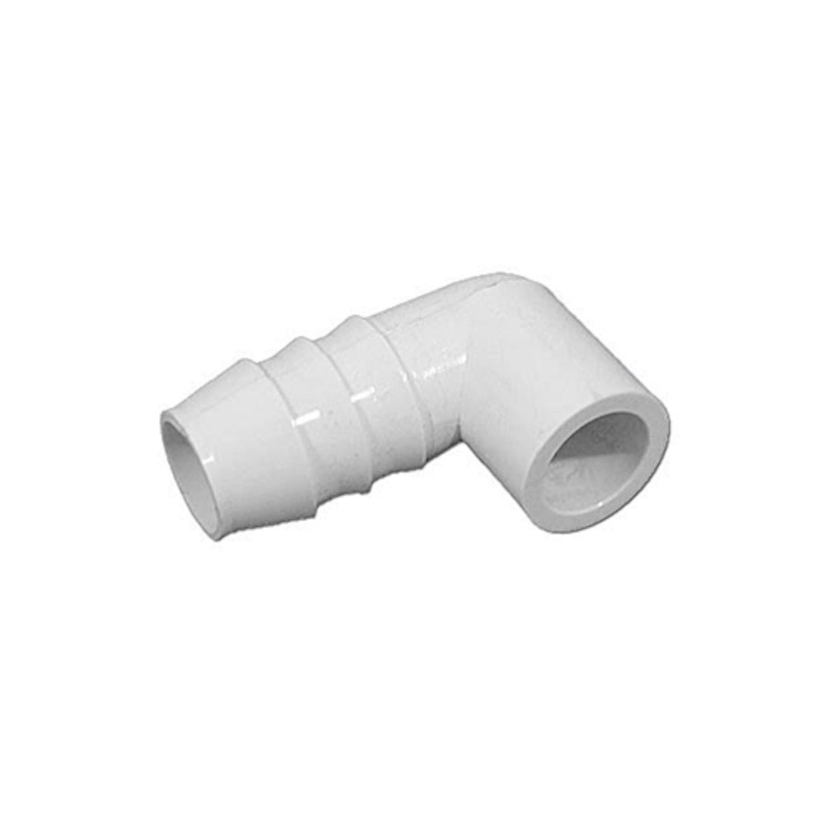 Fitting, PVC, Barbed Adapter, 90°, 3/4"B x 1/2"Spg : 73490