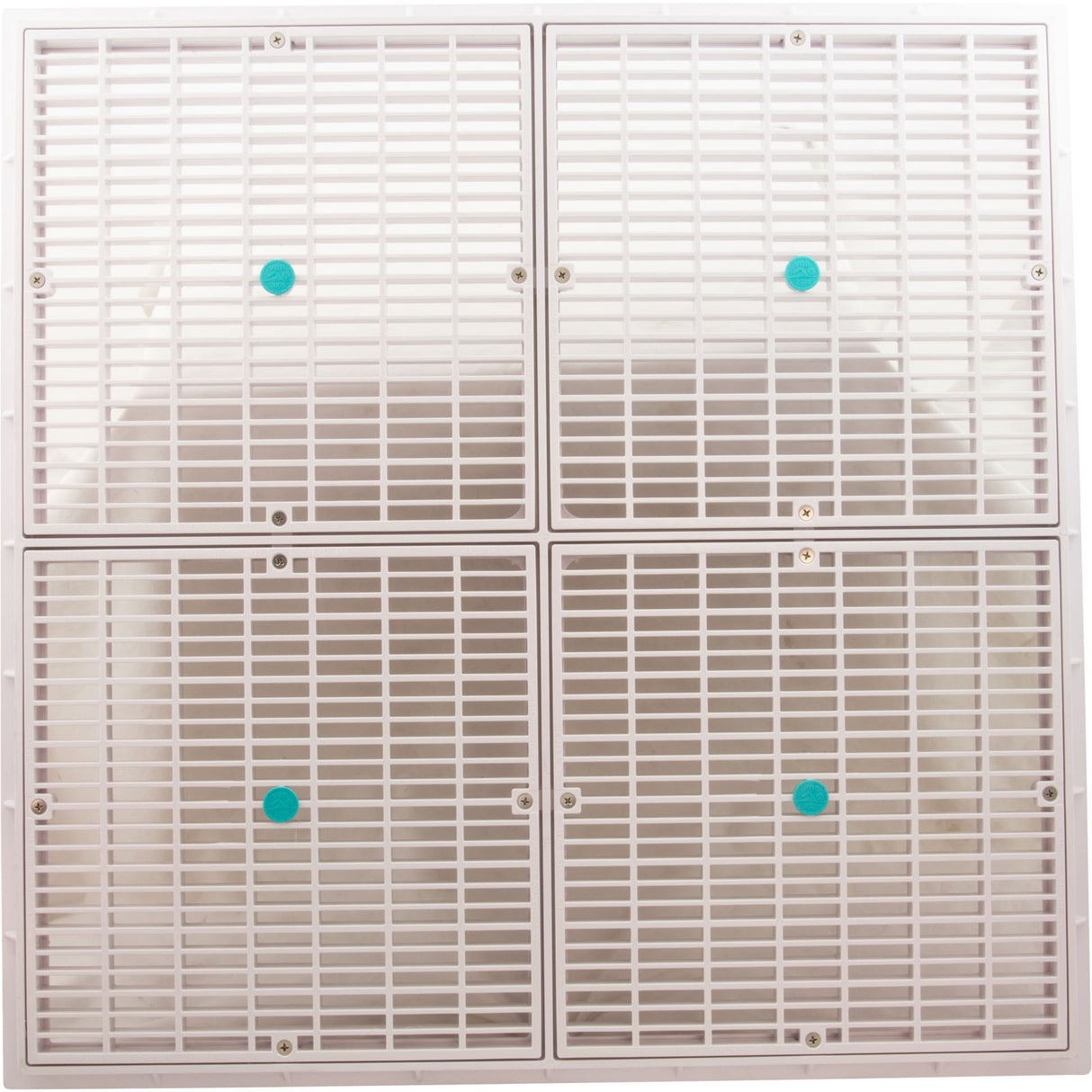 Drain Grate, 4-12" Sq, w/ 24" Sq Frame, Anit Entrap, White : 24101