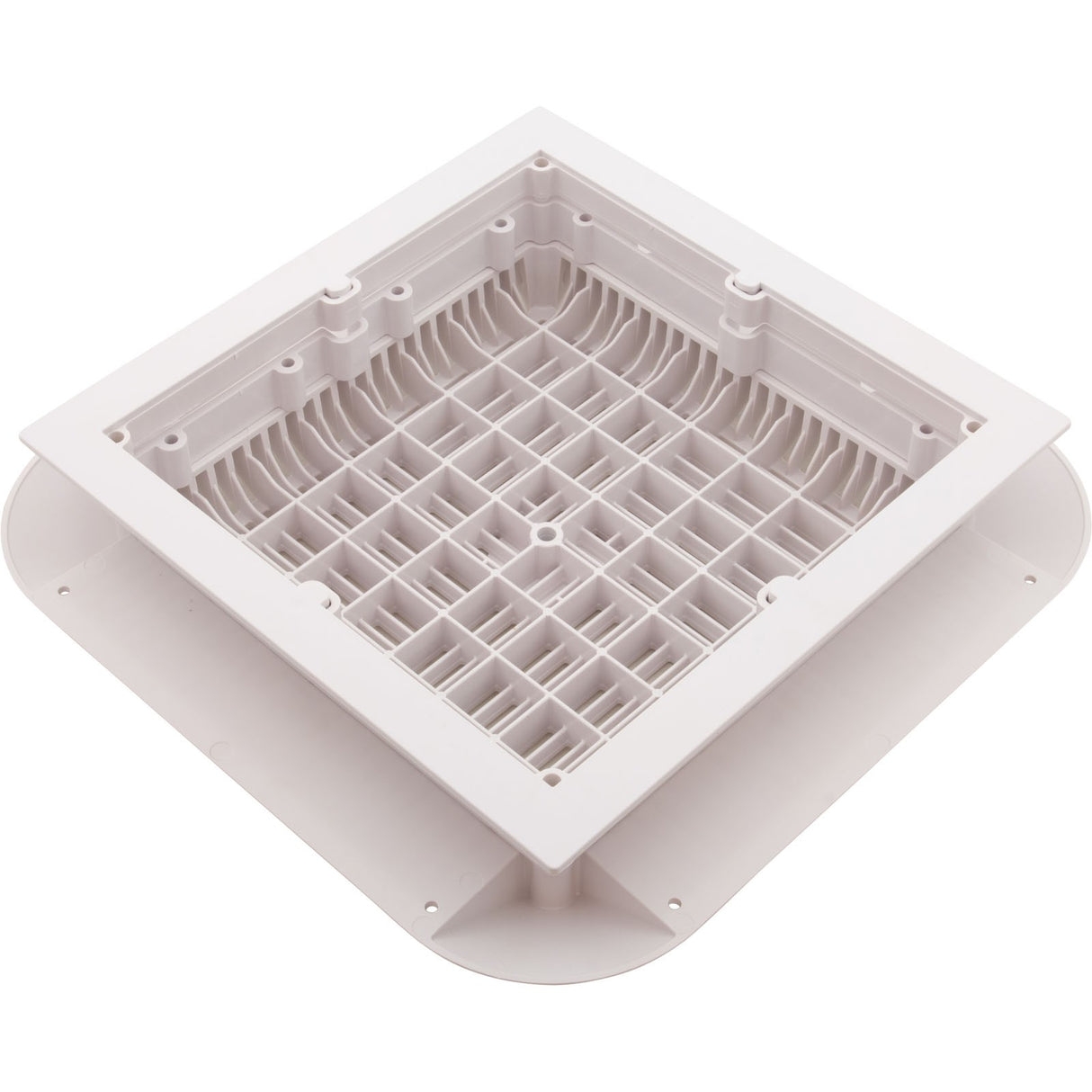 Main Drain Grate, Aquastar Retro Wav, 12" x 12" Square, Wht : 1216101