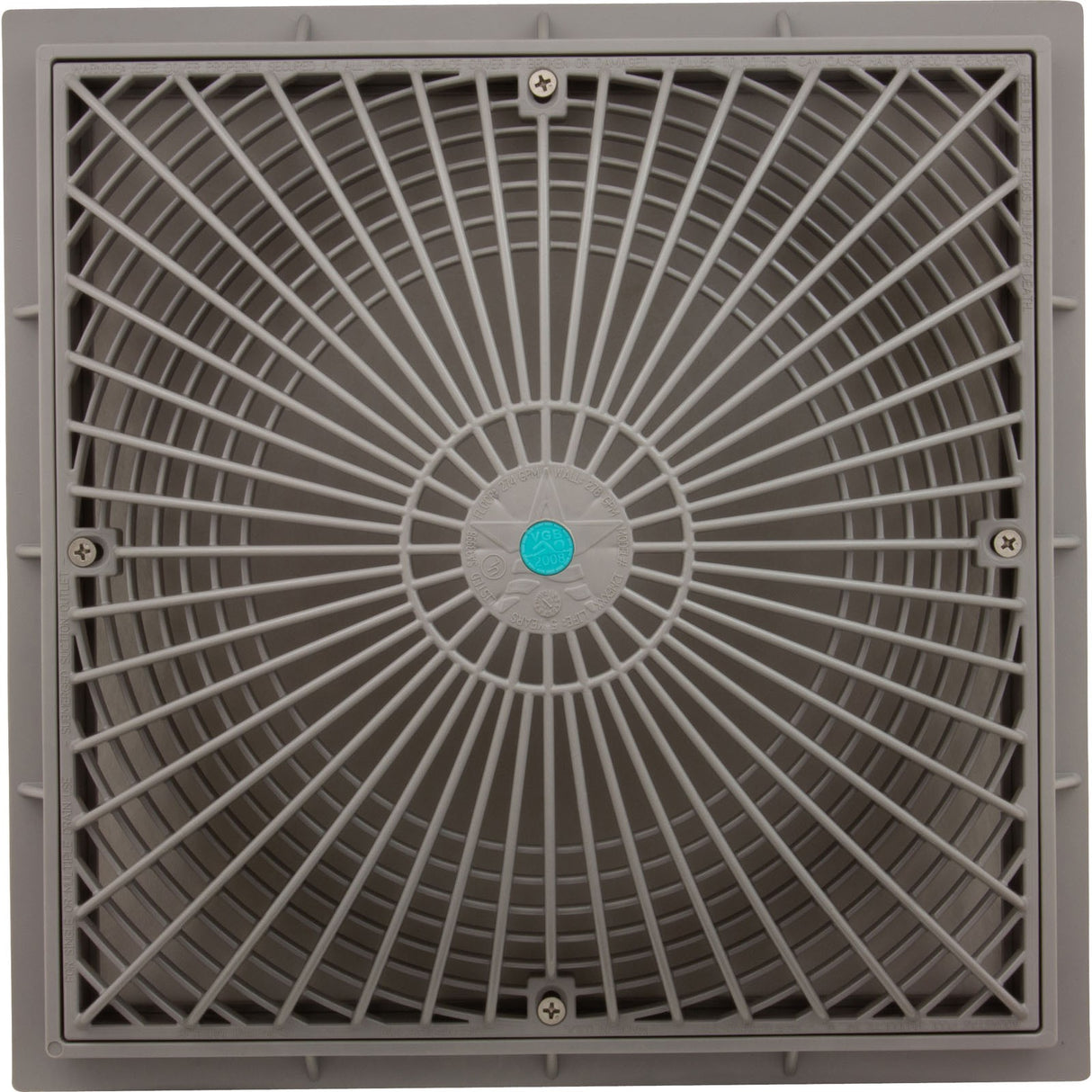 Main Drain Cover, Aquastar MoFlow, 12" Square, w/Fr, Lt Gry, VGB : 12MF103