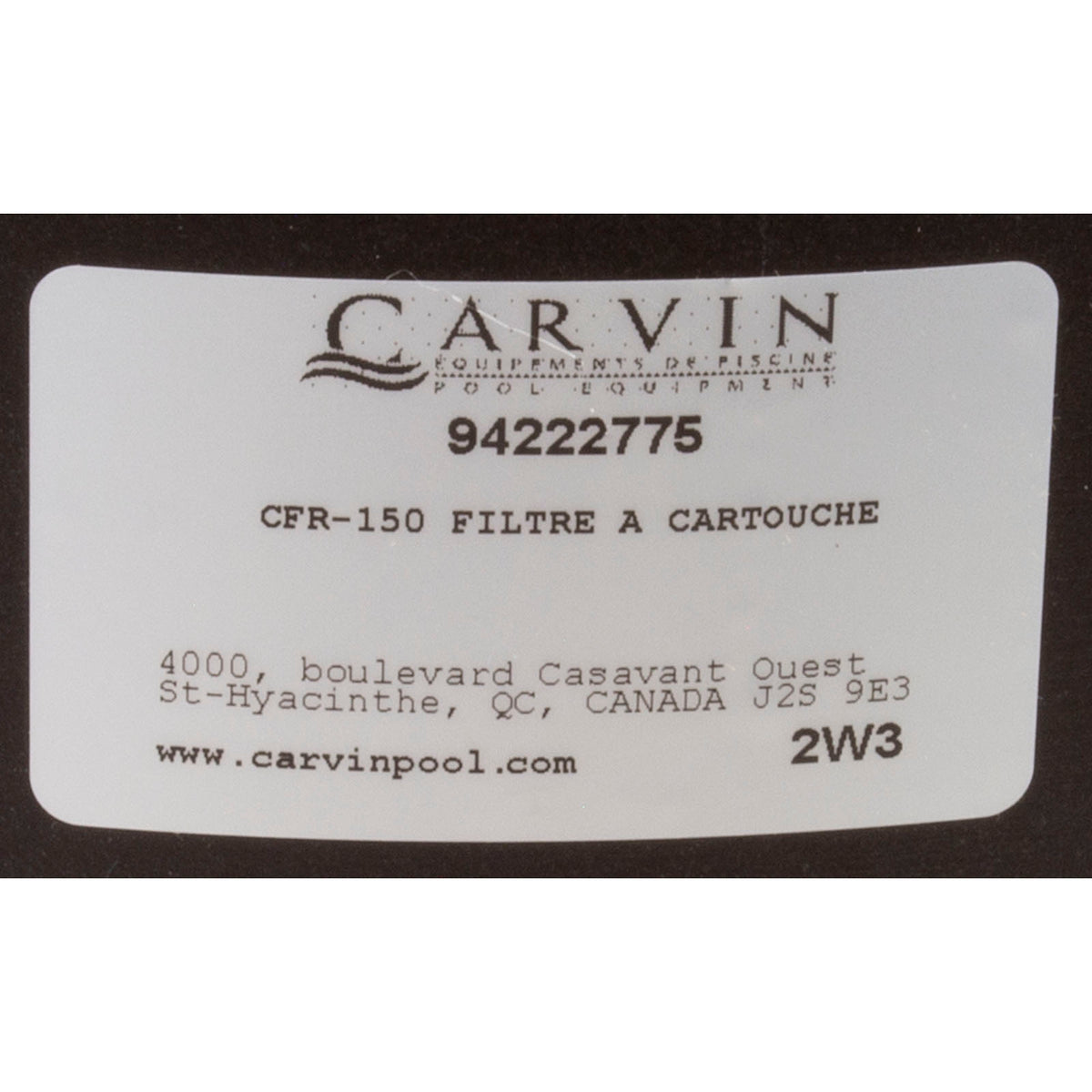Cartridge Filter, Carvin CFR-150, 150sqft, 150gpm, 2"fpt : 94222775