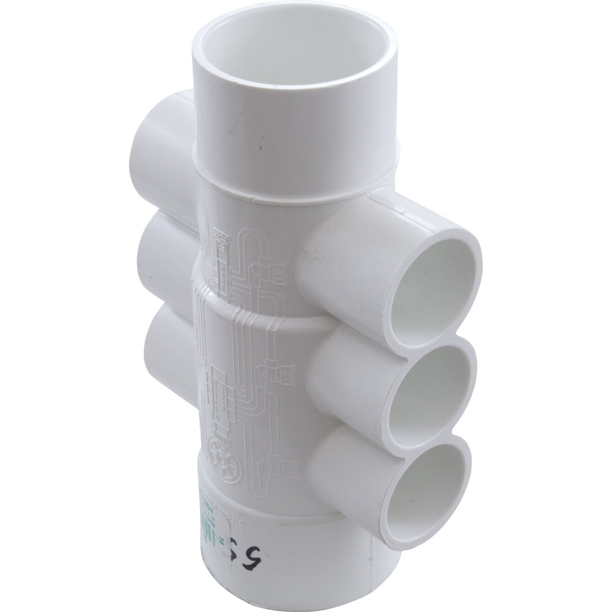 Manifold, 1"s, 6 Port, Flow Thru, 1-1/2"s/2"spg x 2"s : 672-4550