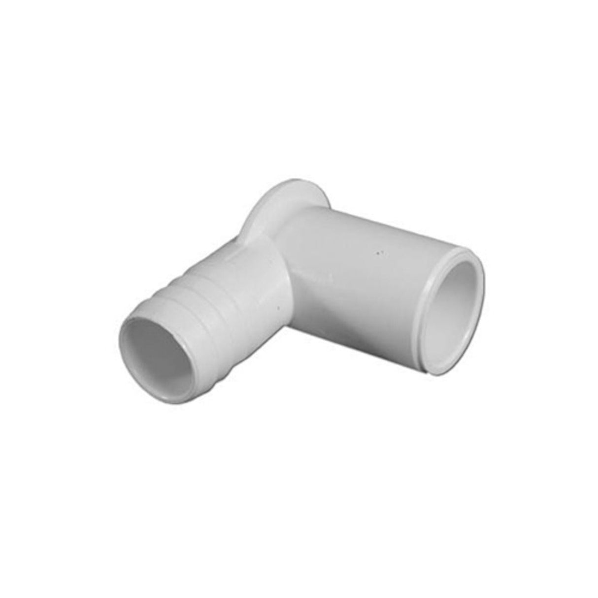 Fitting, PVC, Ribbed Barb Ell Adapter, 90°, 3/4"RB x 3/4"Spg, Short : 411-4060