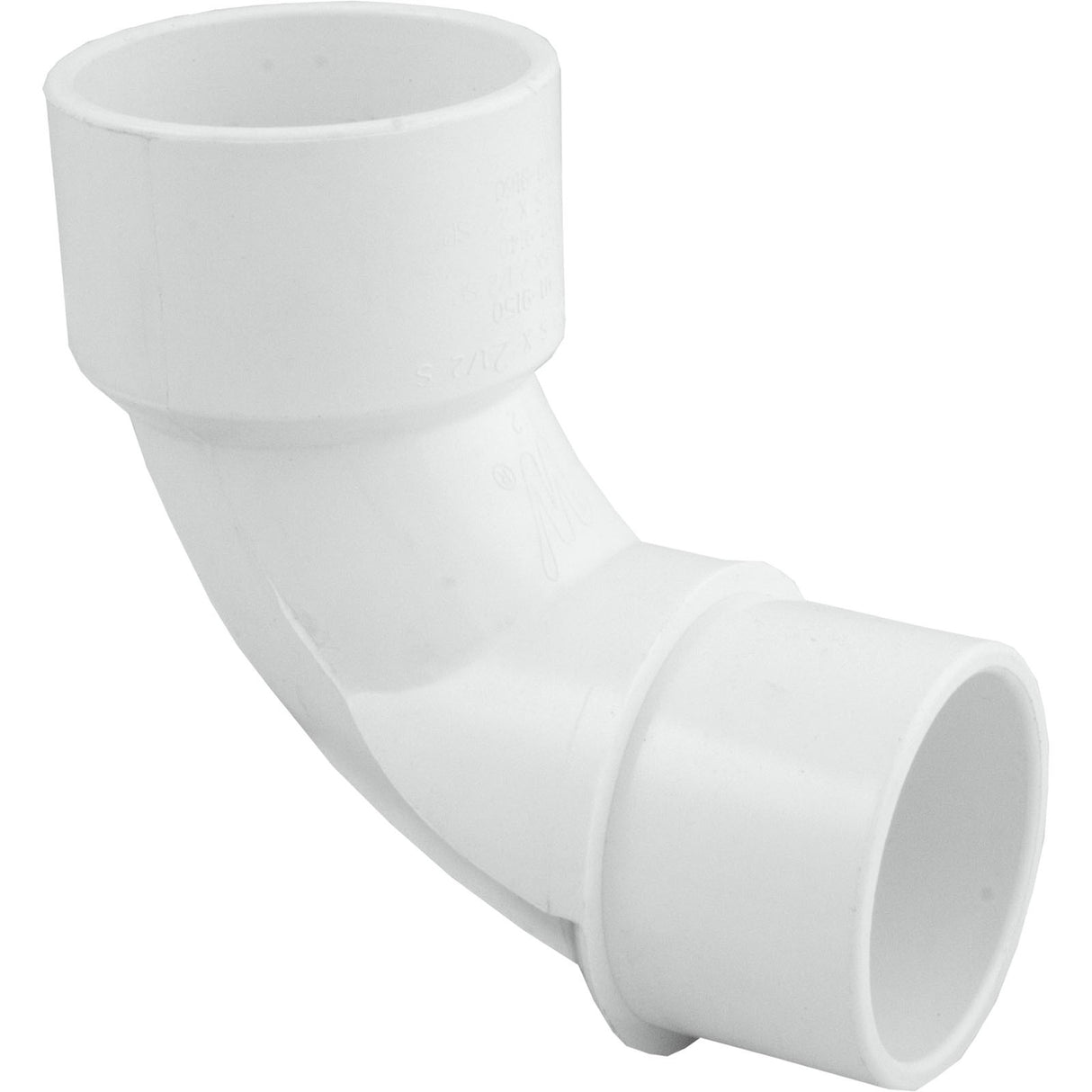 90 Elbow, Sweep, 2-1/2" Slip x 2-1/2" Spigot, PVC : 411-9140